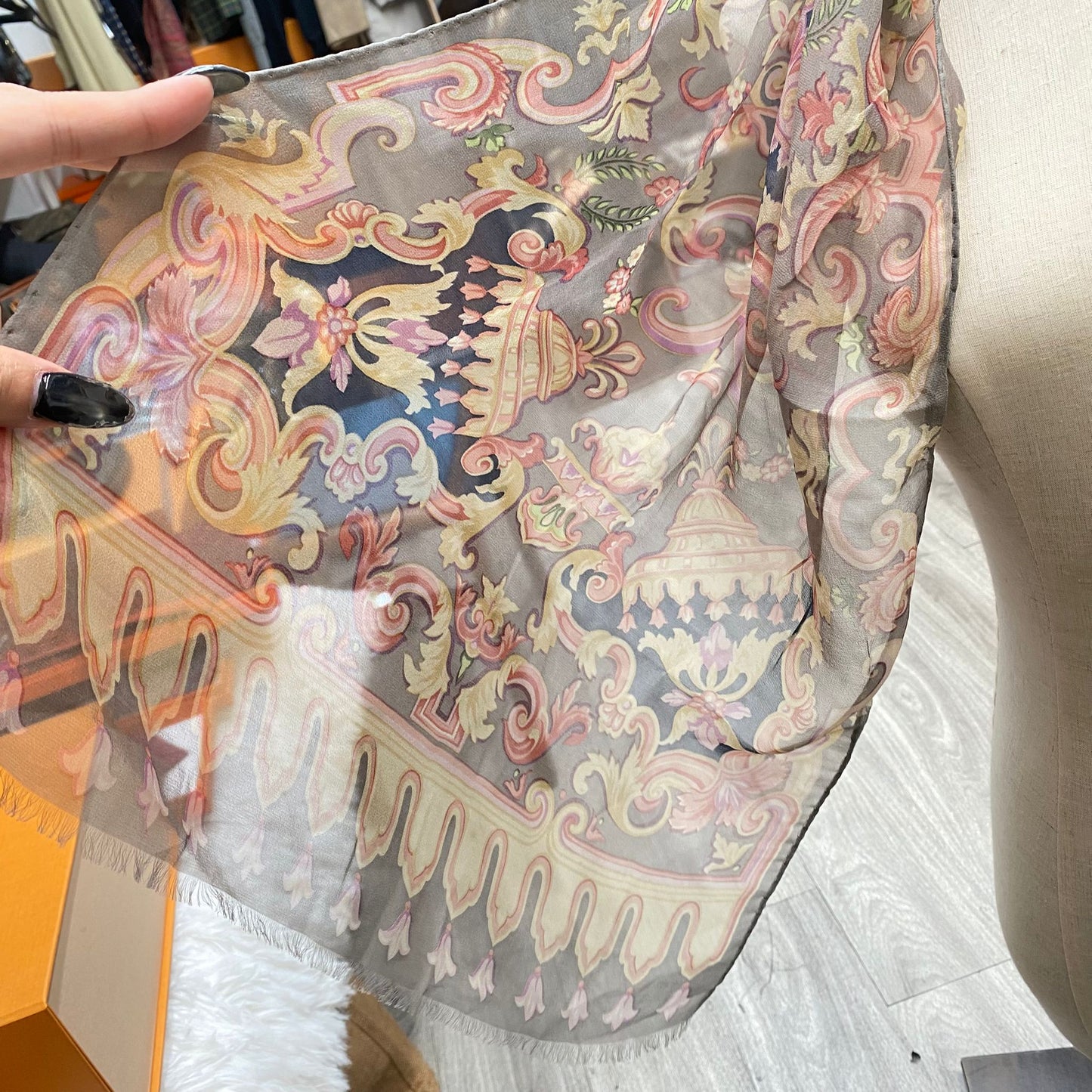 ETRO 100%真絲長絲巾