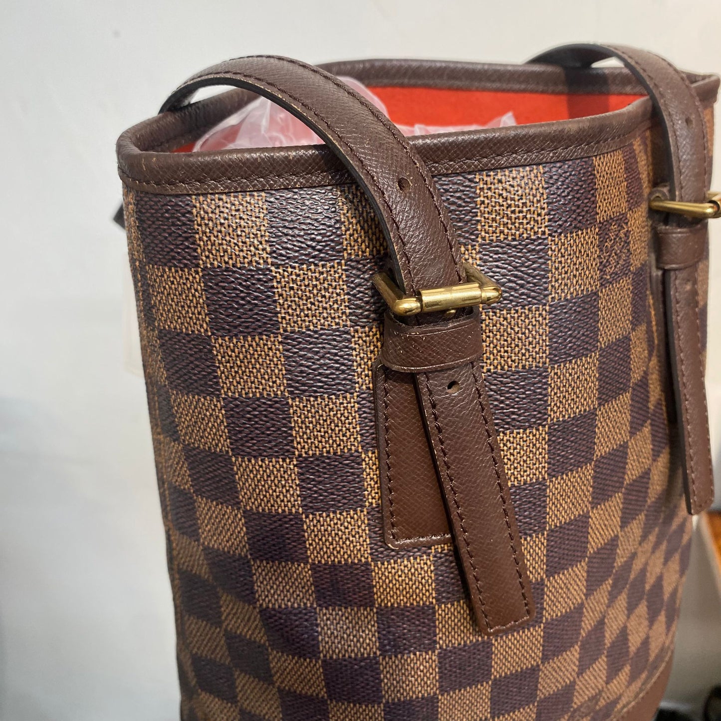 LV棋盤水桶Tote