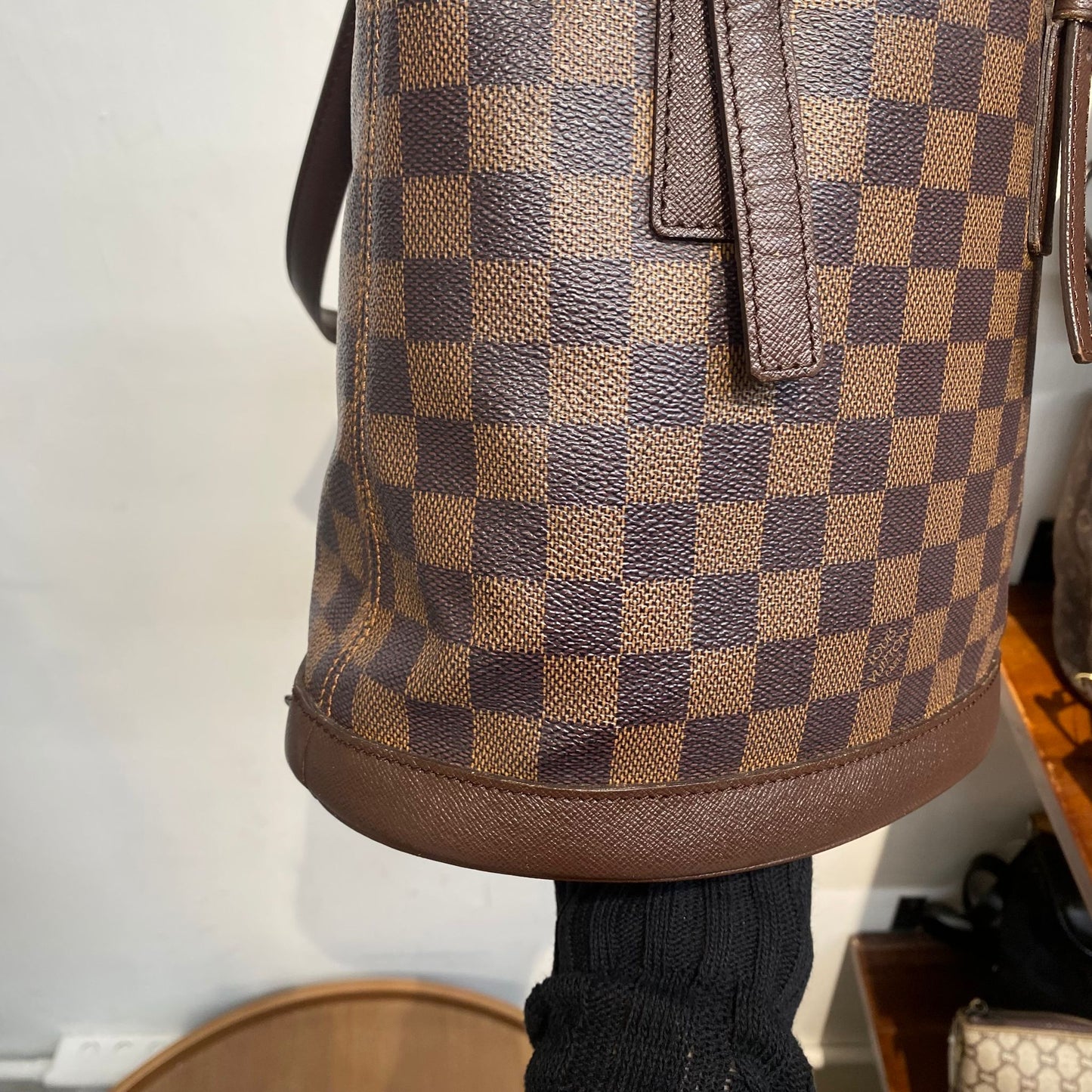 LV棋盤水桶Tote