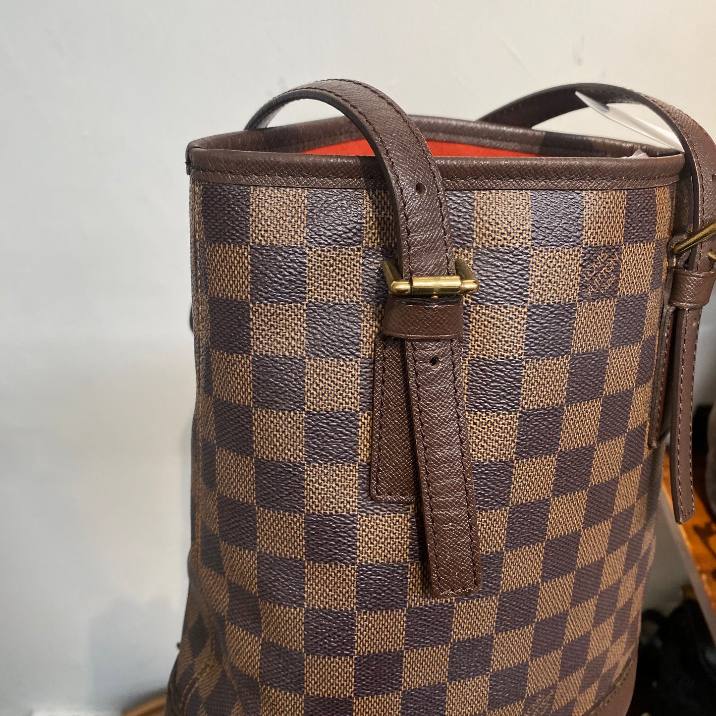 LV棋盤水桶Tote