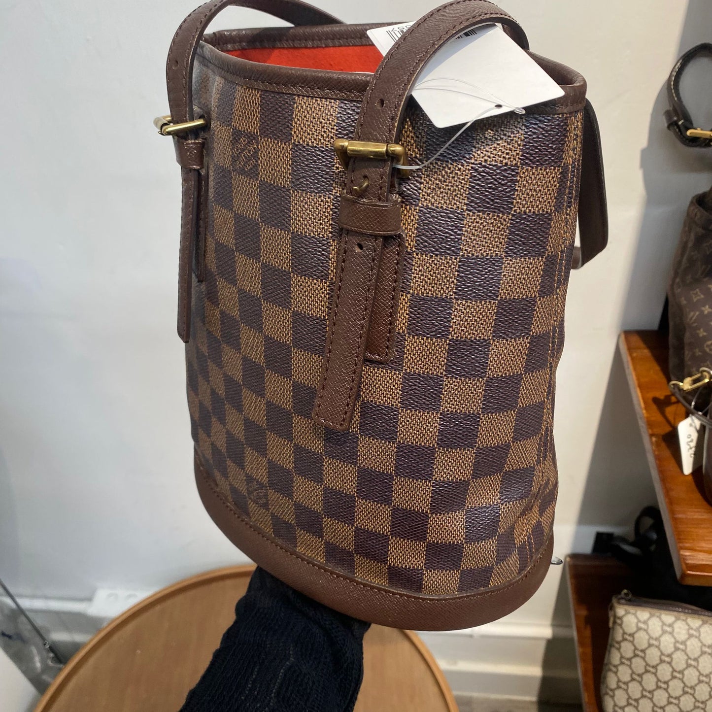 LV棋盤水桶Tote