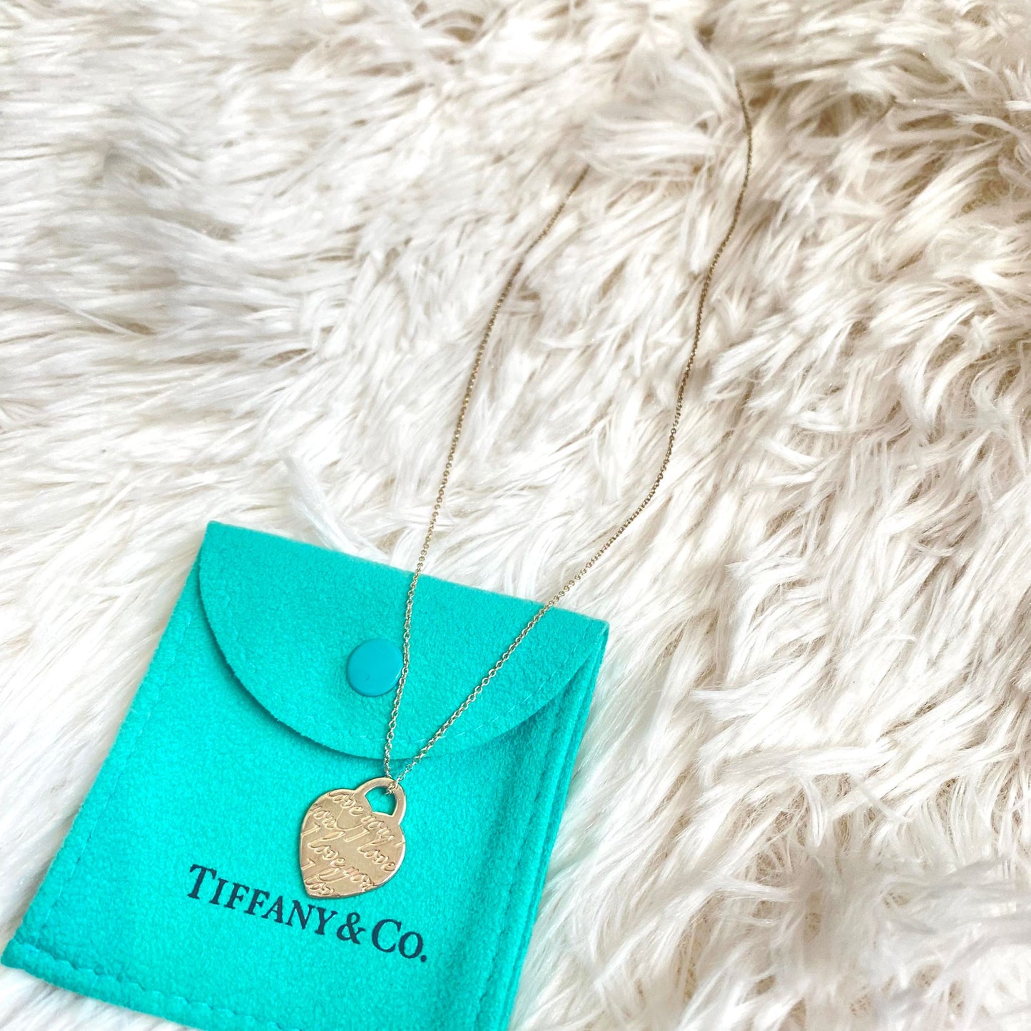 Tiffany 心心頸鏈 有塵袋