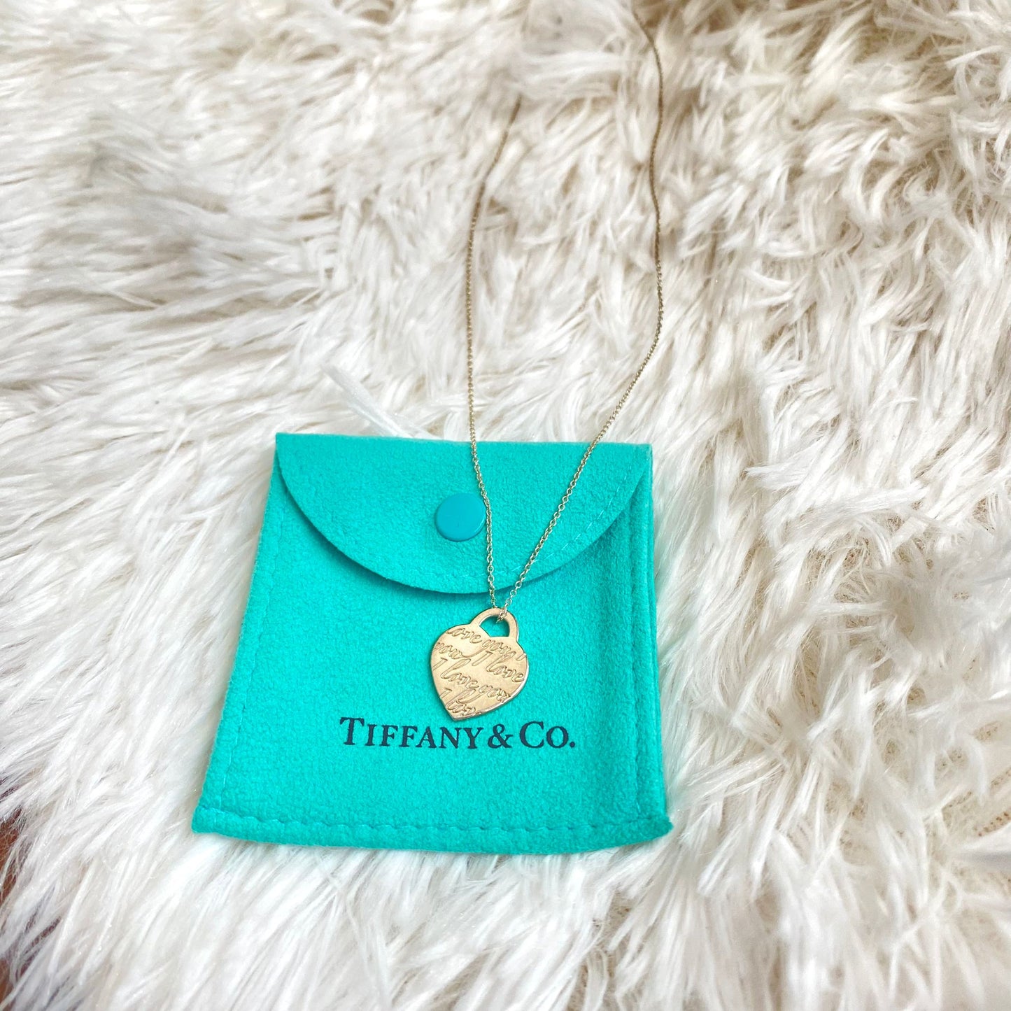 Tiffany 心心頸鏈 有塵袋