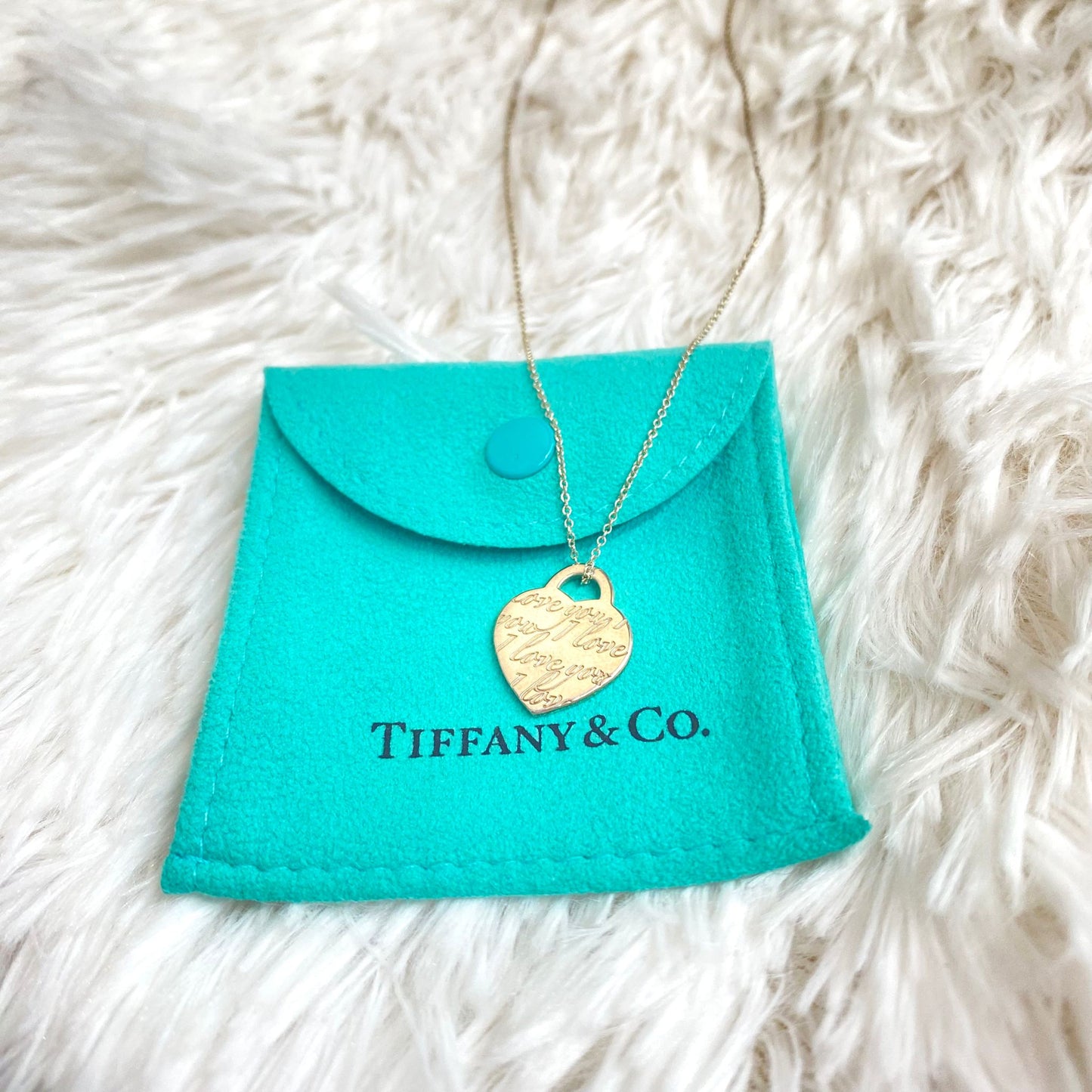 Tiffany 心心頸鏈 有塵袋
