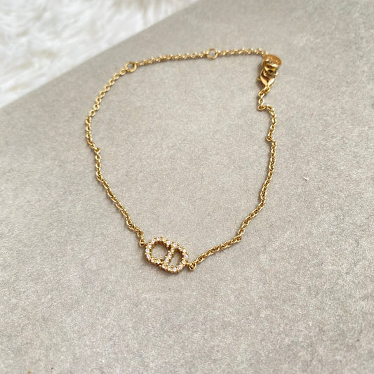 DIOR 金色CD手鏈