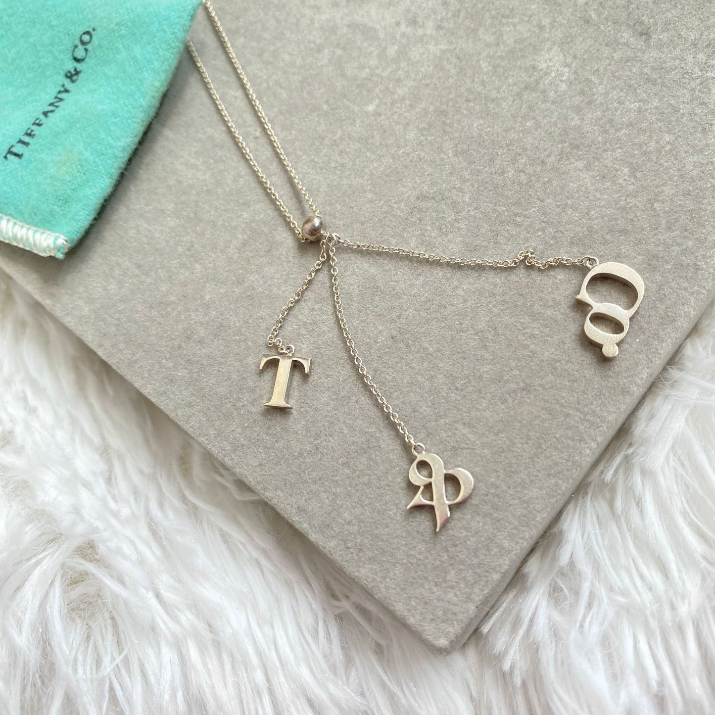 Tiffany 925純銀字母頸鏈 有塵袋