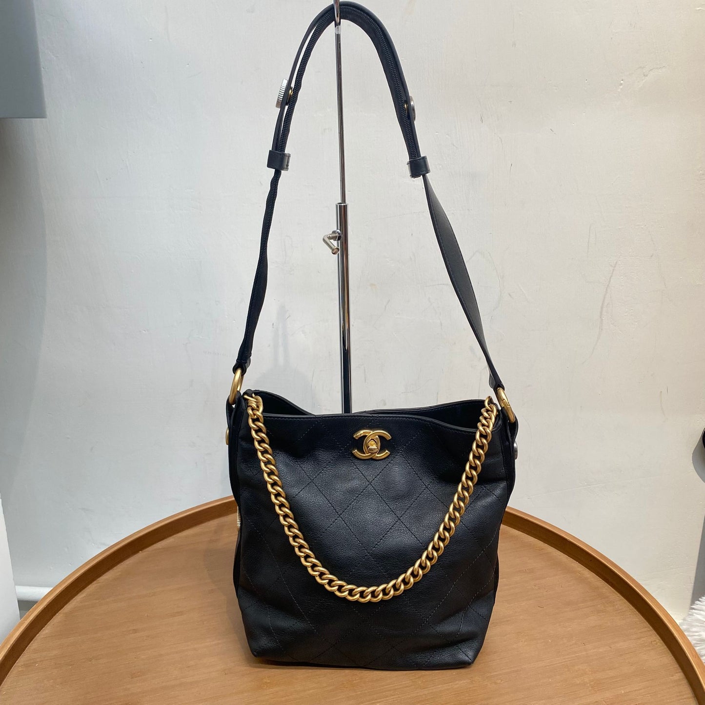 Chanel Quilted Leather Button Up Hobo Bag