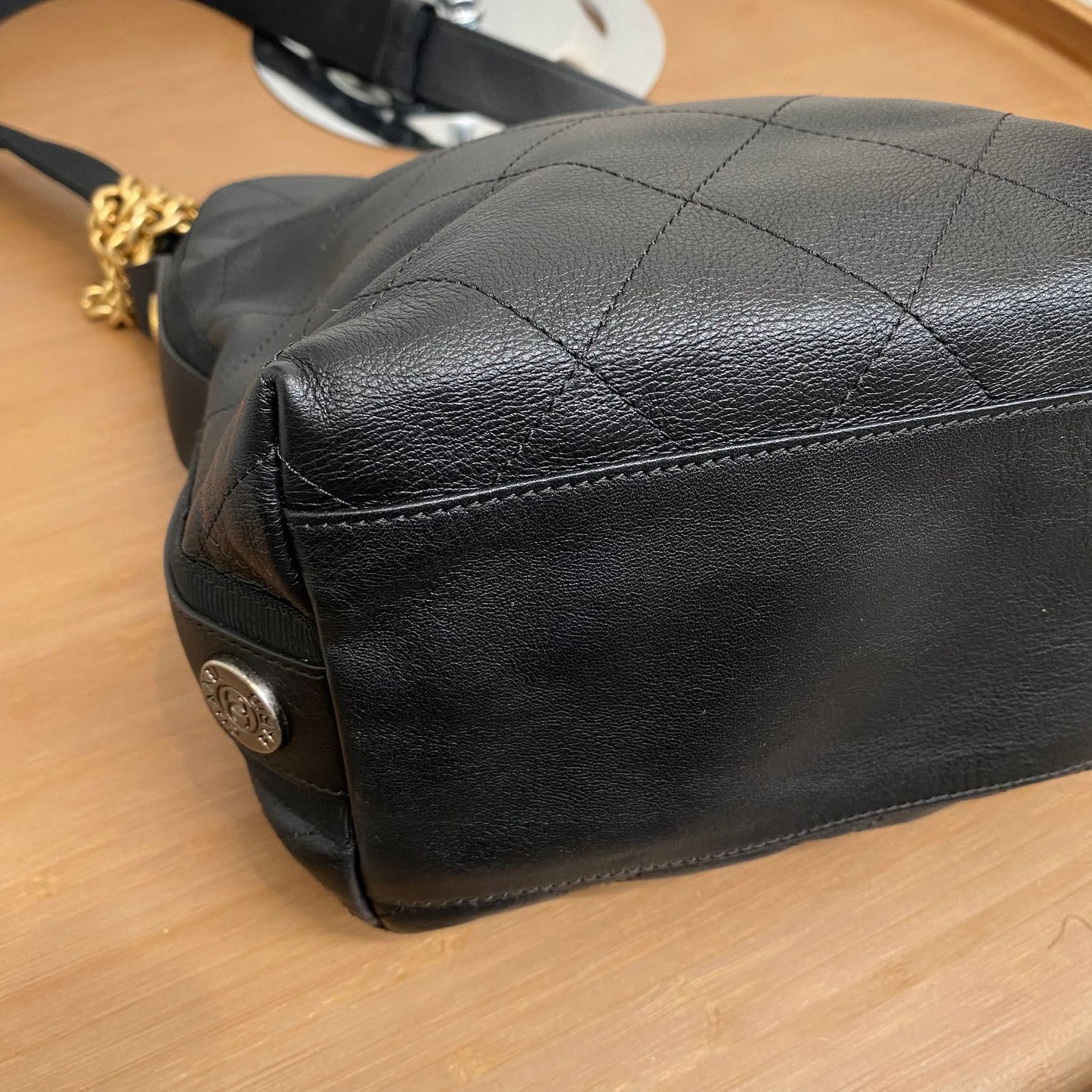 Chanel Quilted Leather Button Up Hobo Bag