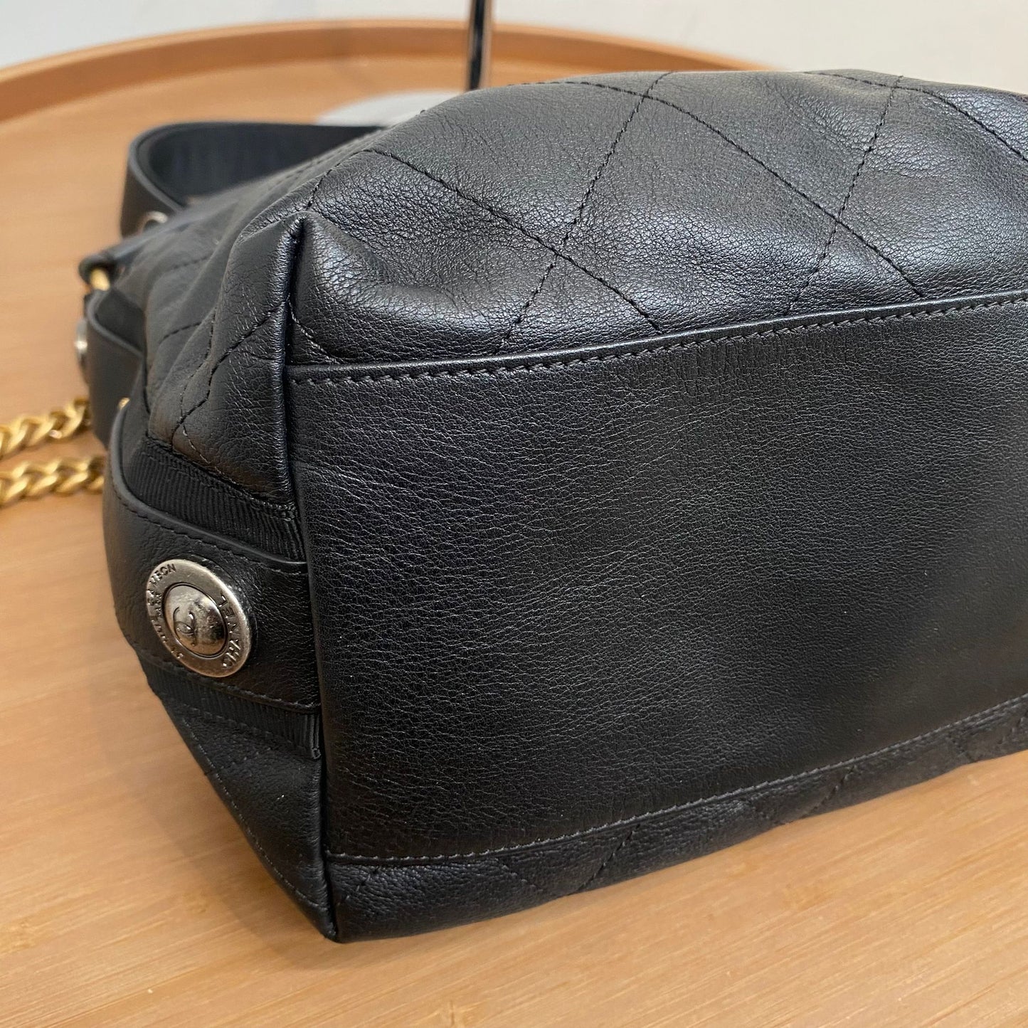 Chanel Quilted Leather Button Up Hobo Bag