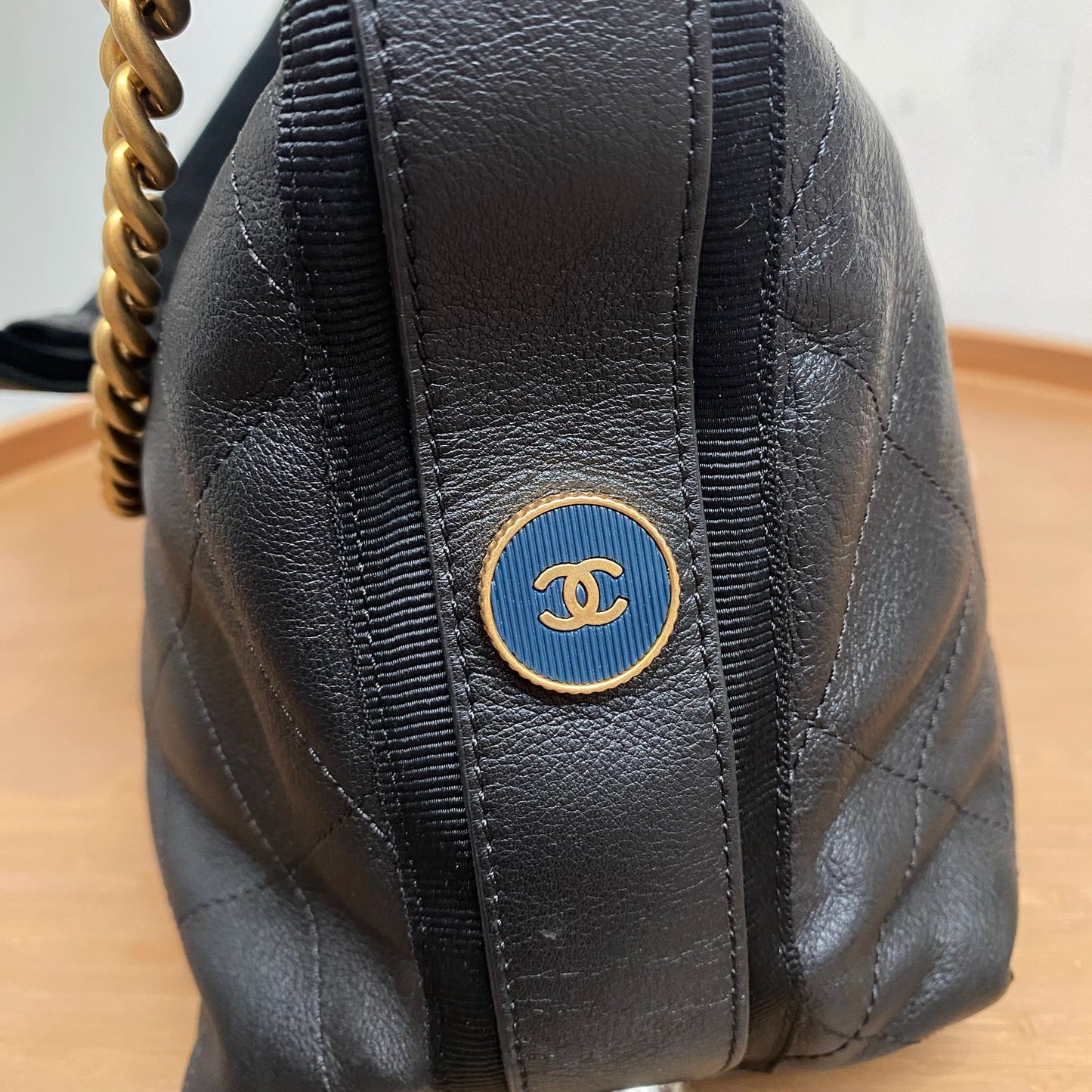 Chanel Quilted Leather Button Up Hobo Bag