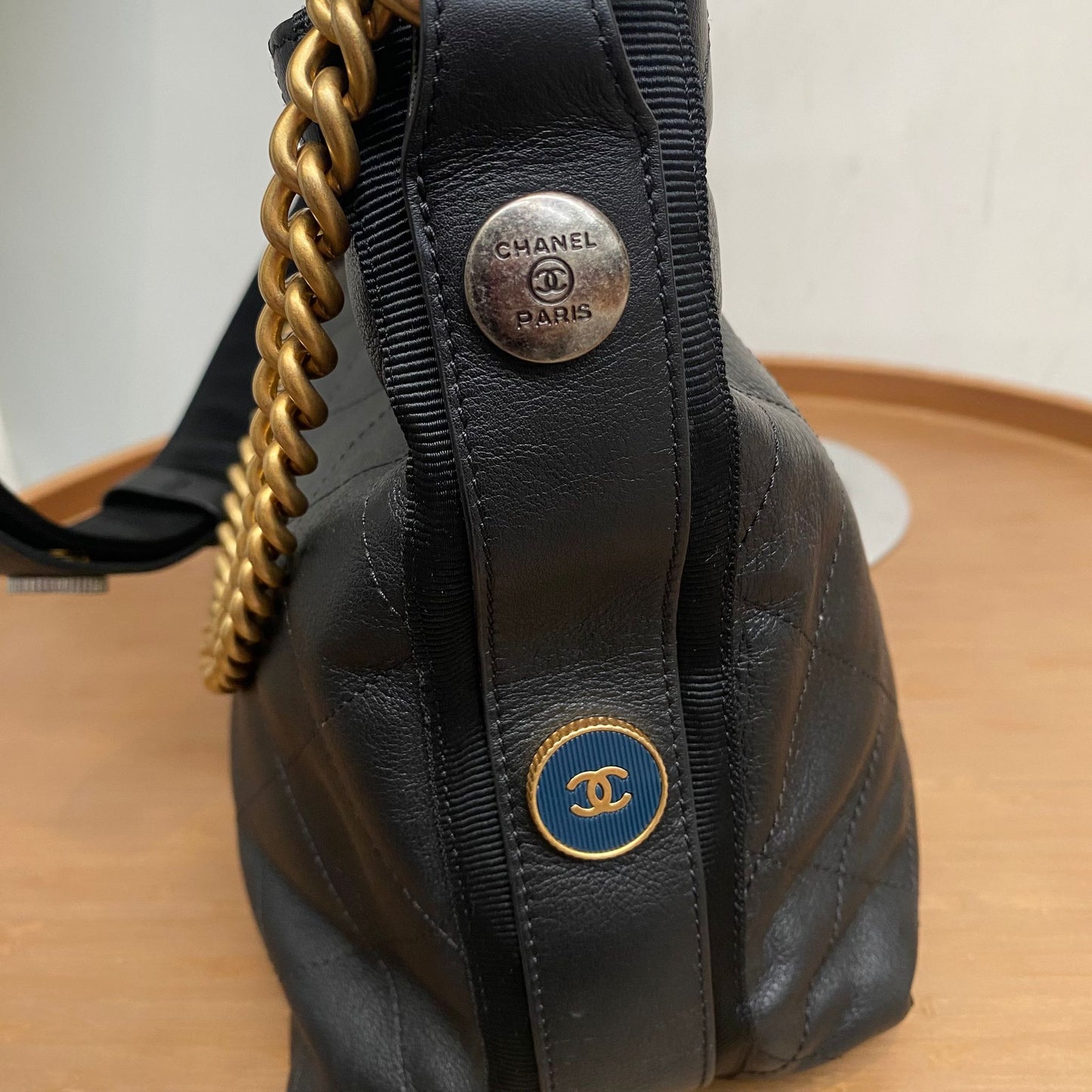 Chanel Quilted Leather Button Up Hobo Bag