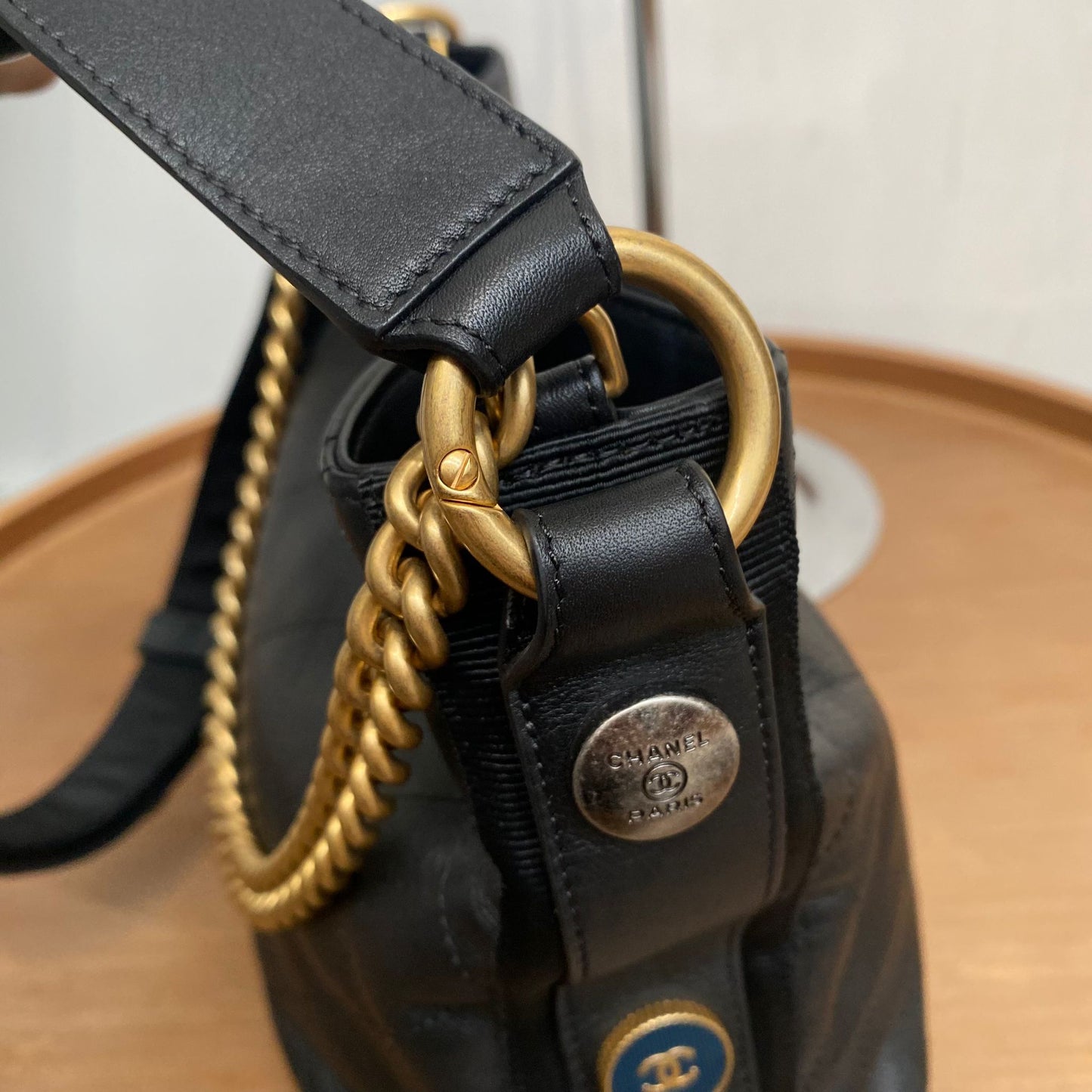 Chanel Quilted Leather Button Up Hobo Bag