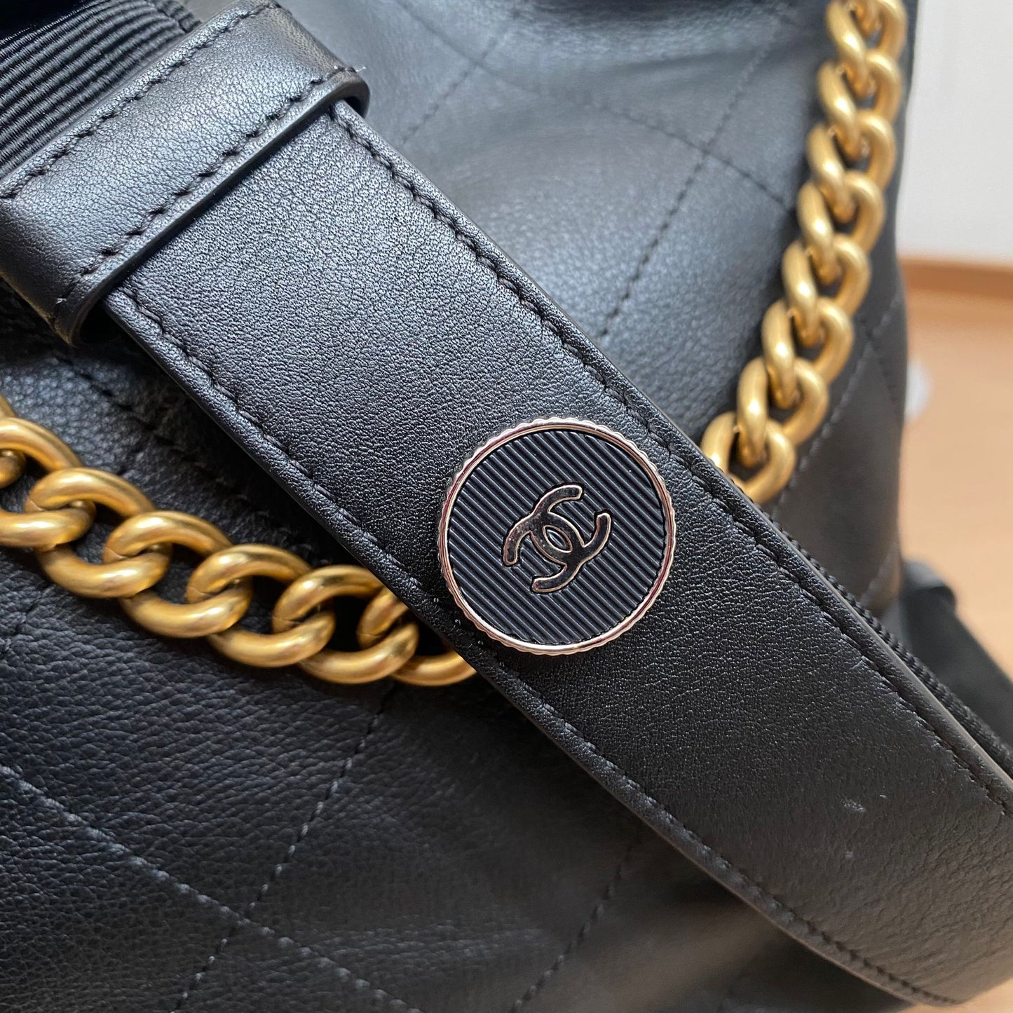 Chanel Quilted Leather Button Up Hobo Bag