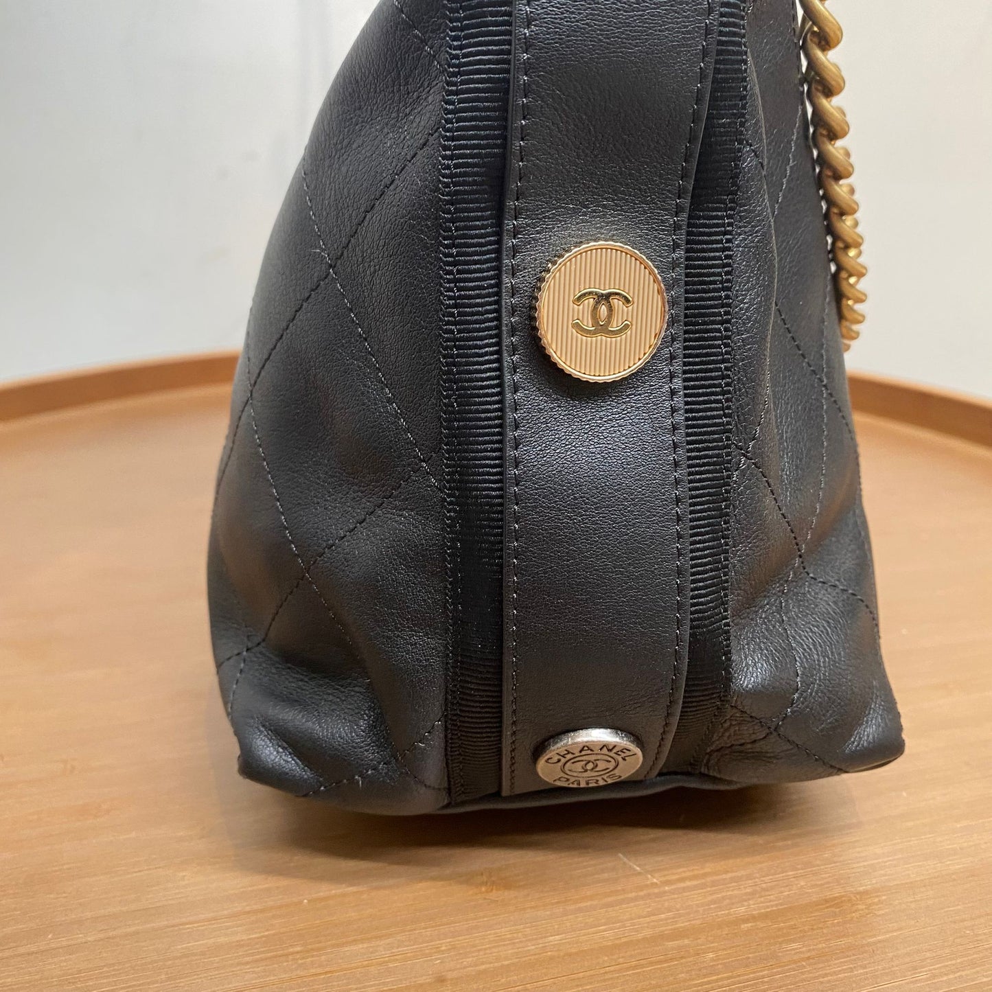 Chanel Quilted Leather Button Up Hobo Bag
