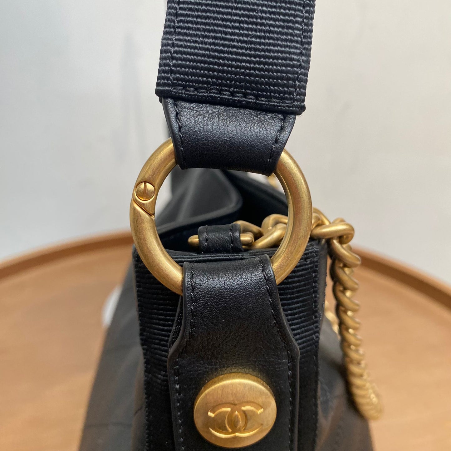 Chanel Quilted Leather Button Up Hobo Bag