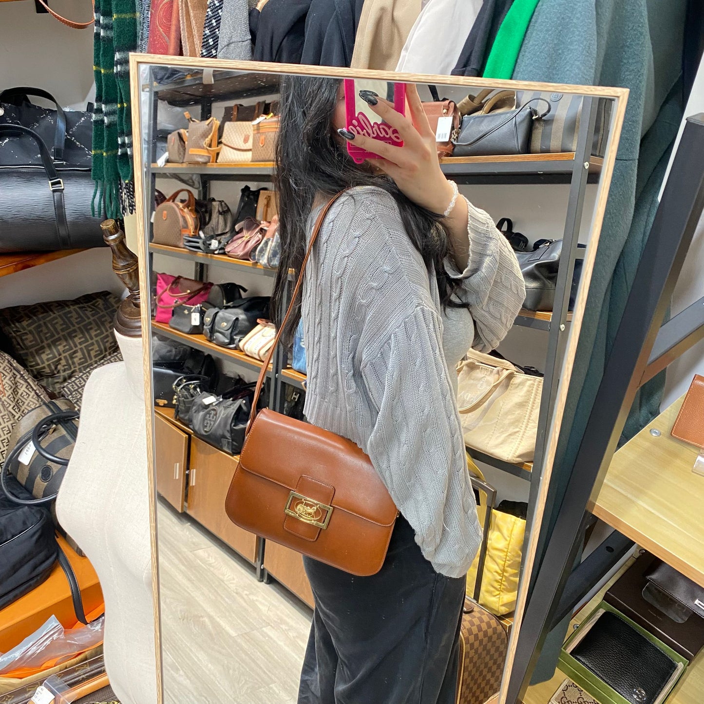 Celine 啡色馬車袋