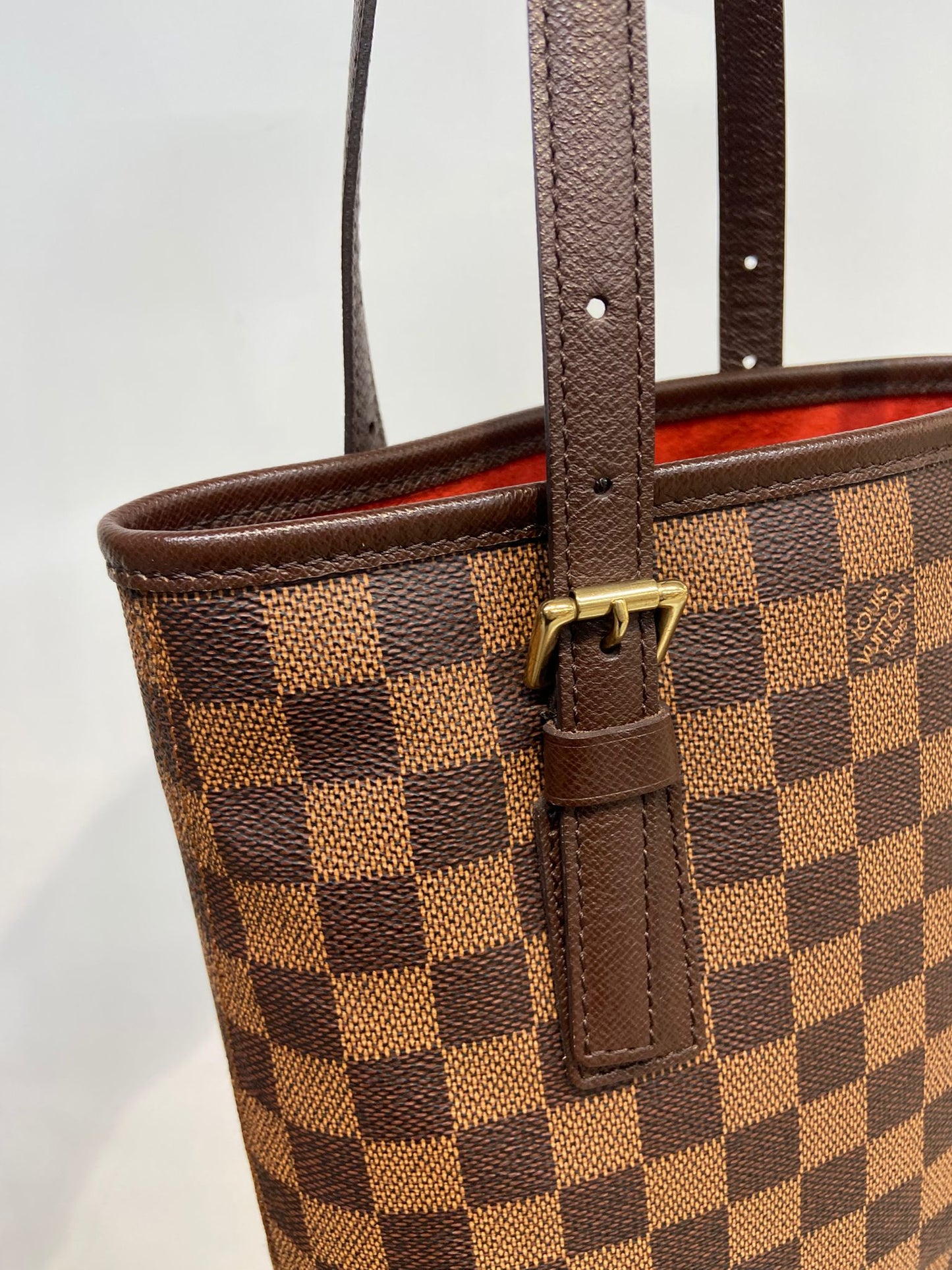 LV 棋盤水桶單肩包