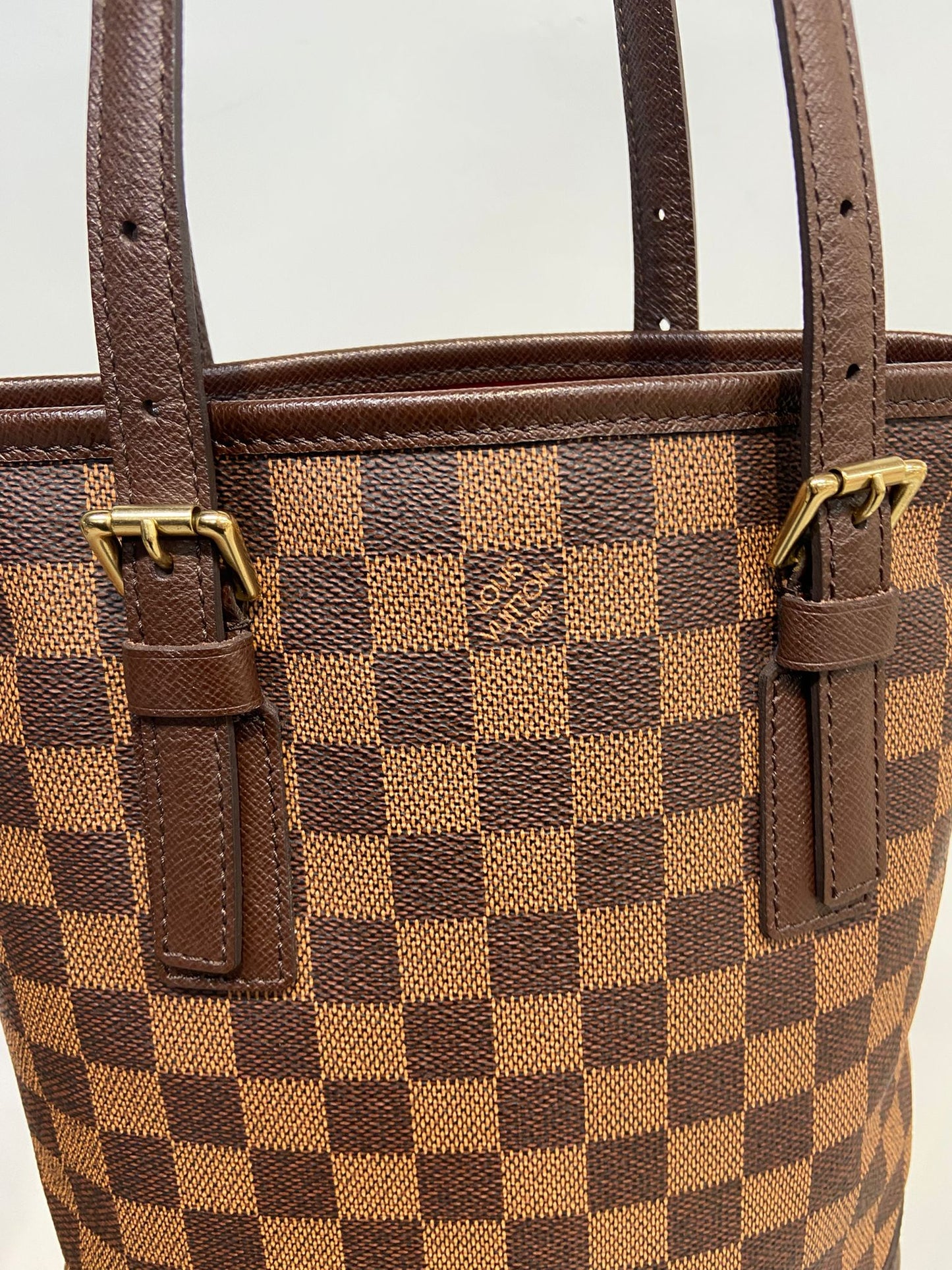LV 棋盤水桶單肩包