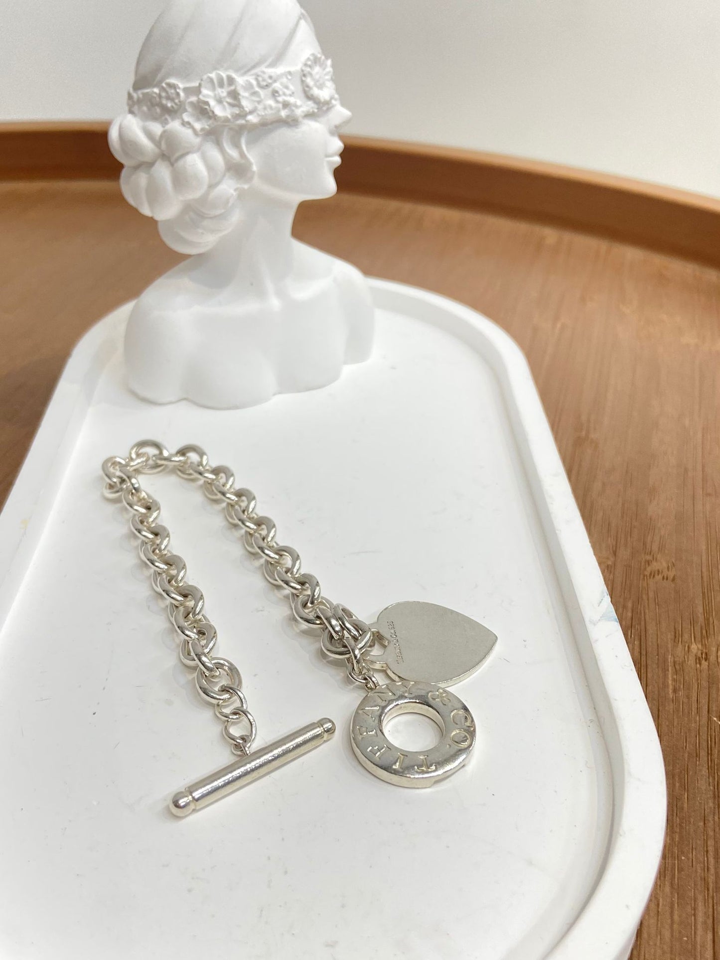 Tiffany &co 純銀手鏈心心牌