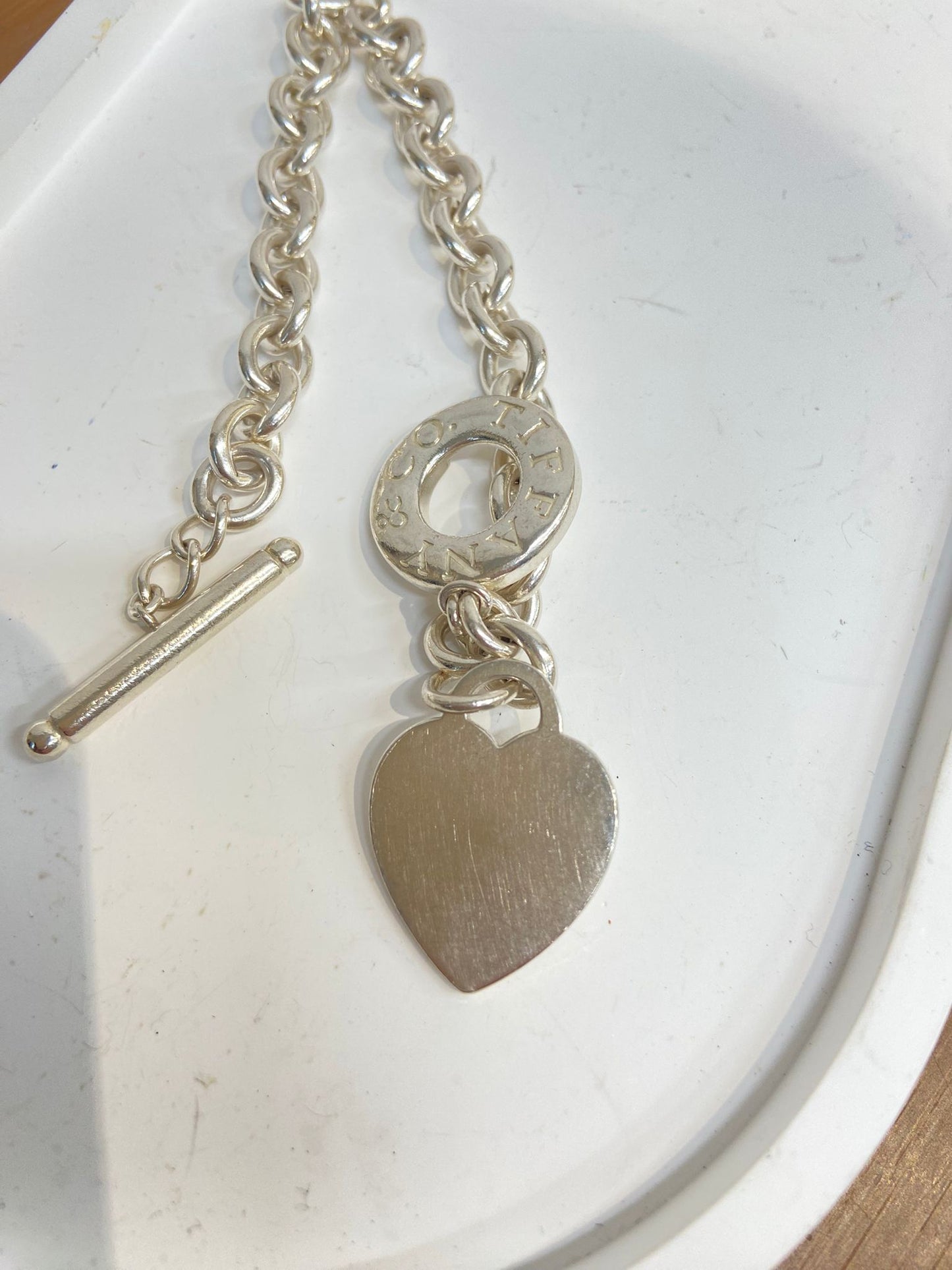 Tiffany &co 純銀手鏈心心牌