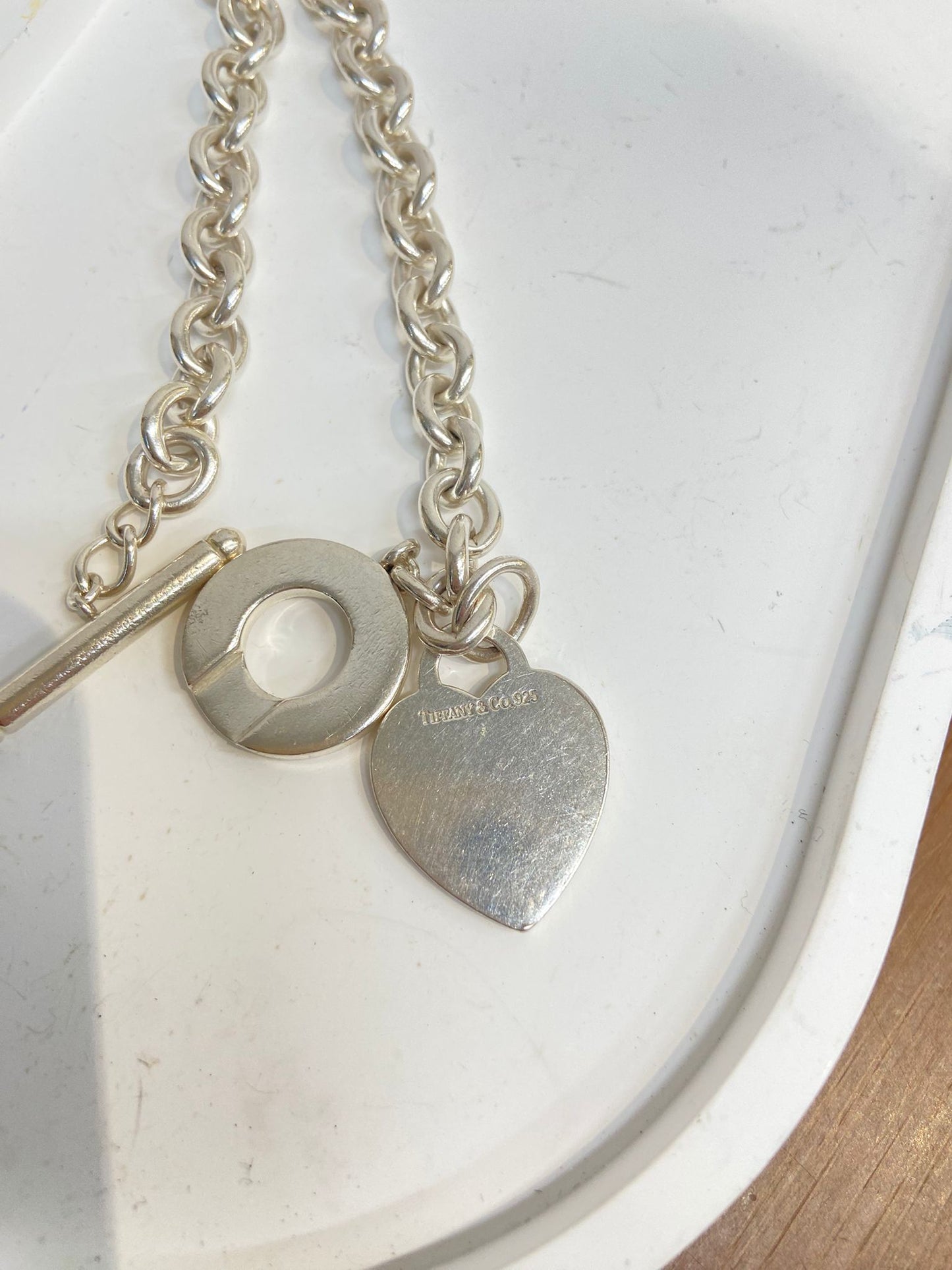 Tiffany &co 純銀手鏈心心牌