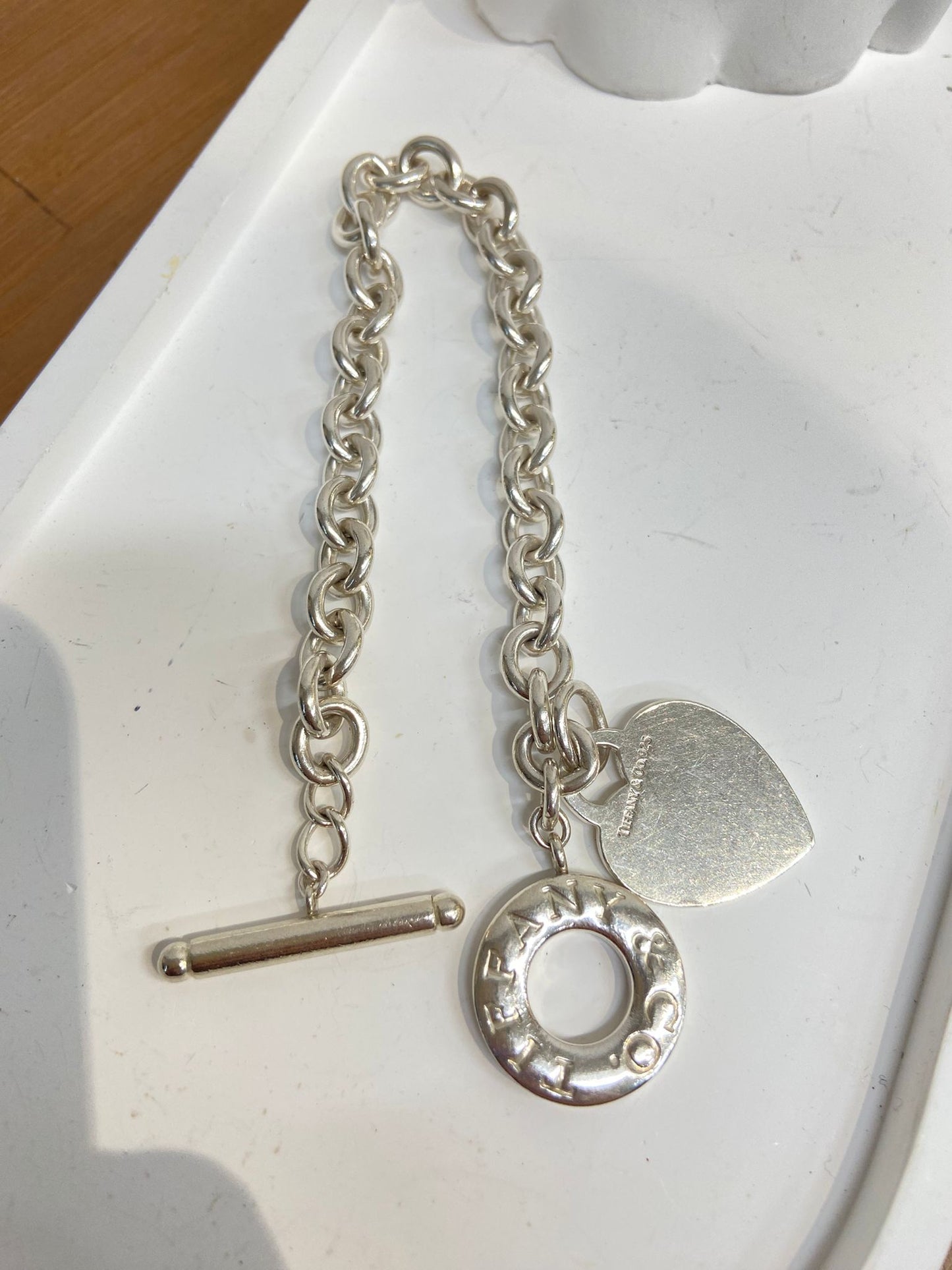 Tiffany &co 純銀手鏈心心牌
