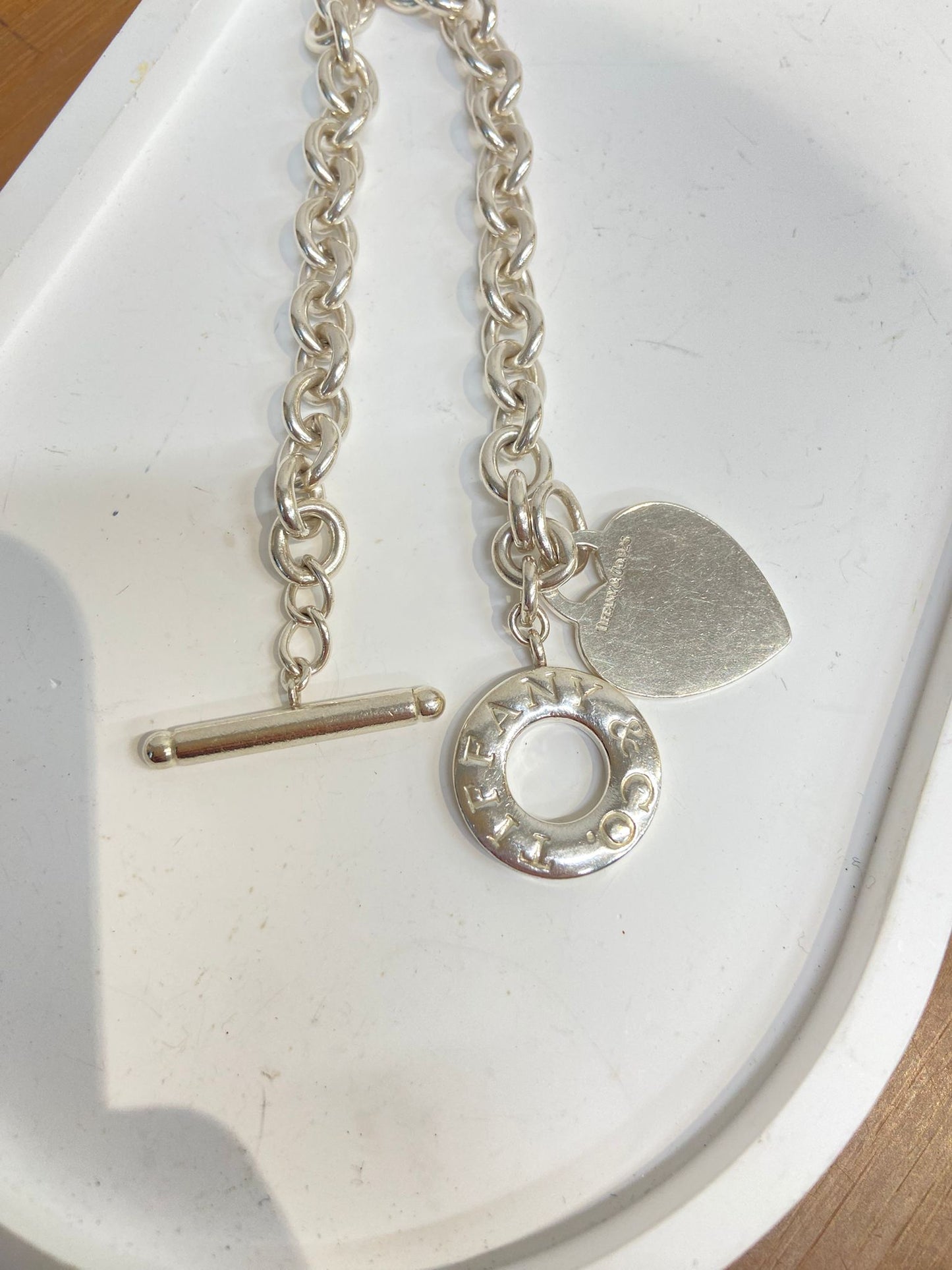 Tiffany &co 純銀手鏈心心牌