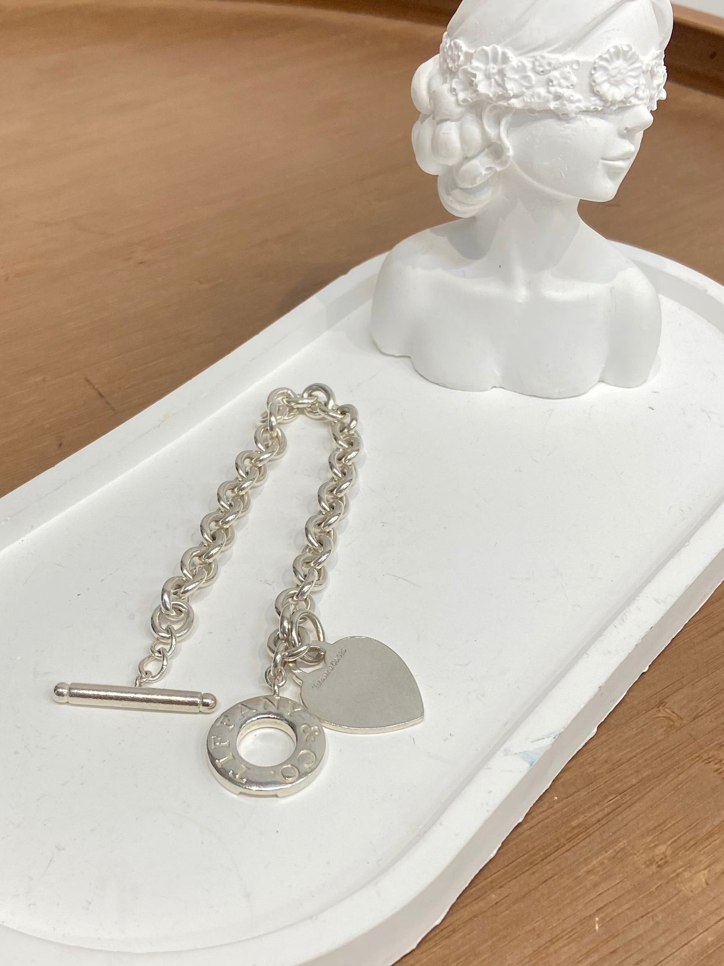 Tiffany &co 純銀手鏈心心牌