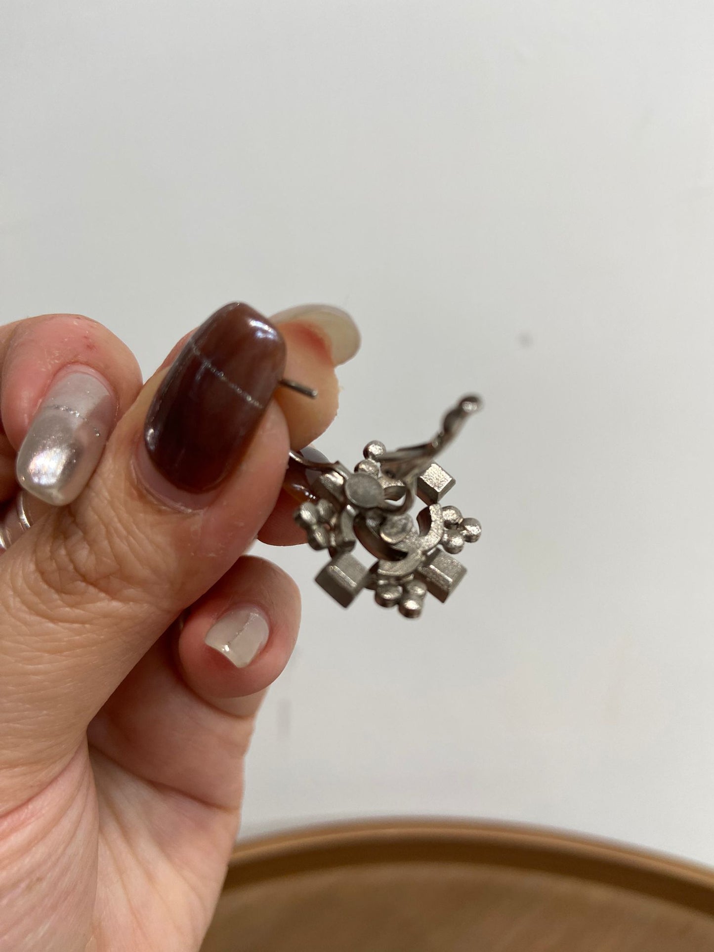 Chanel 復古銀色 吊耳環