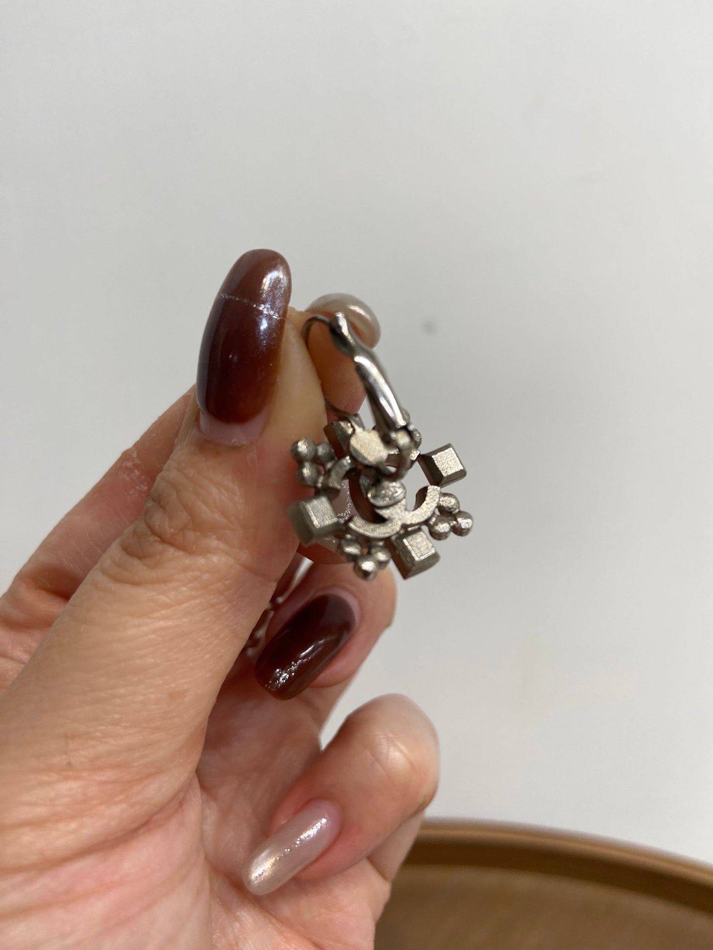 Chanel 復古銀色 吊耳環