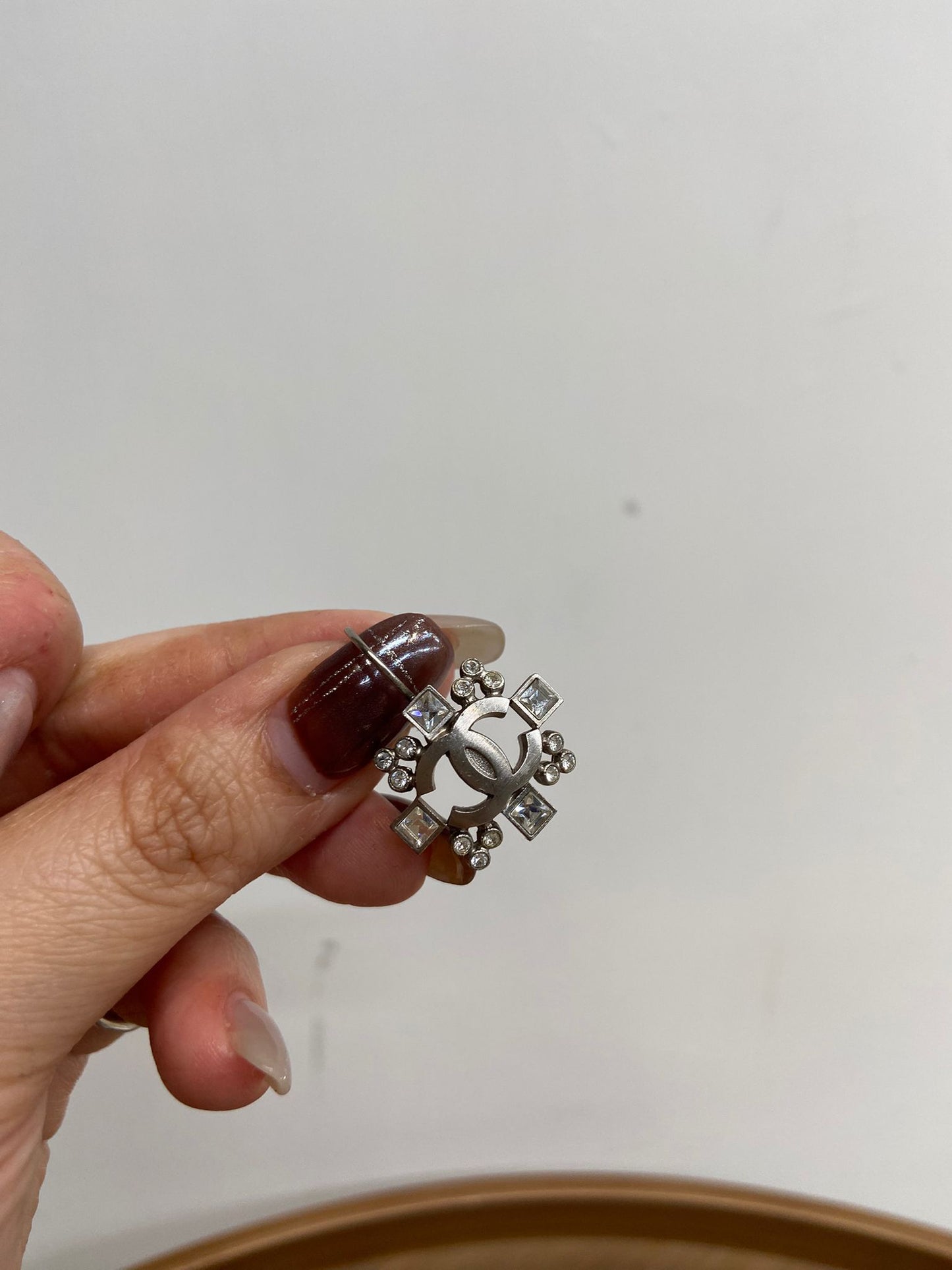 Chanel 復古銀色 吊耳環