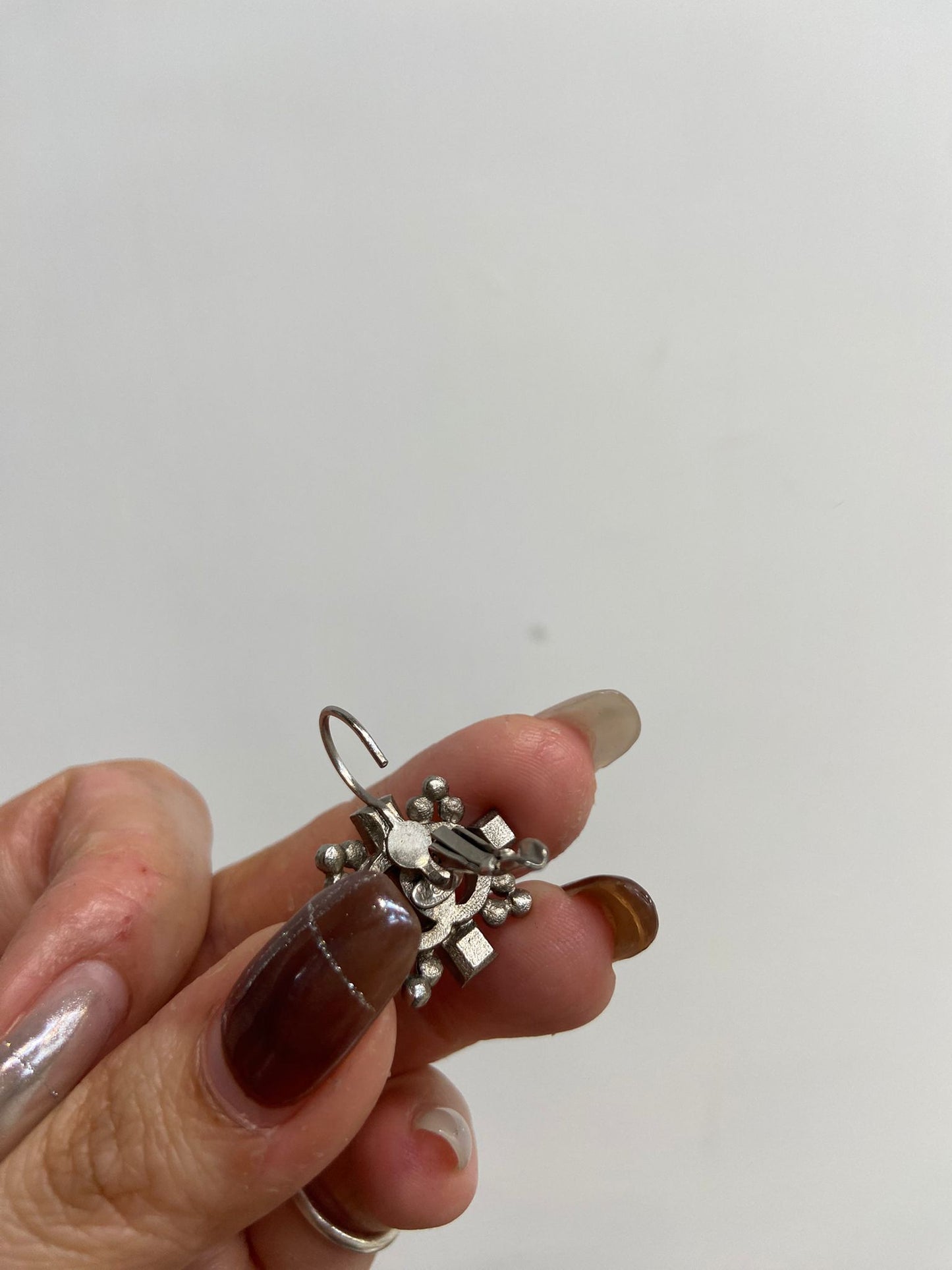 Chanel 復古銀色 吊耳環
