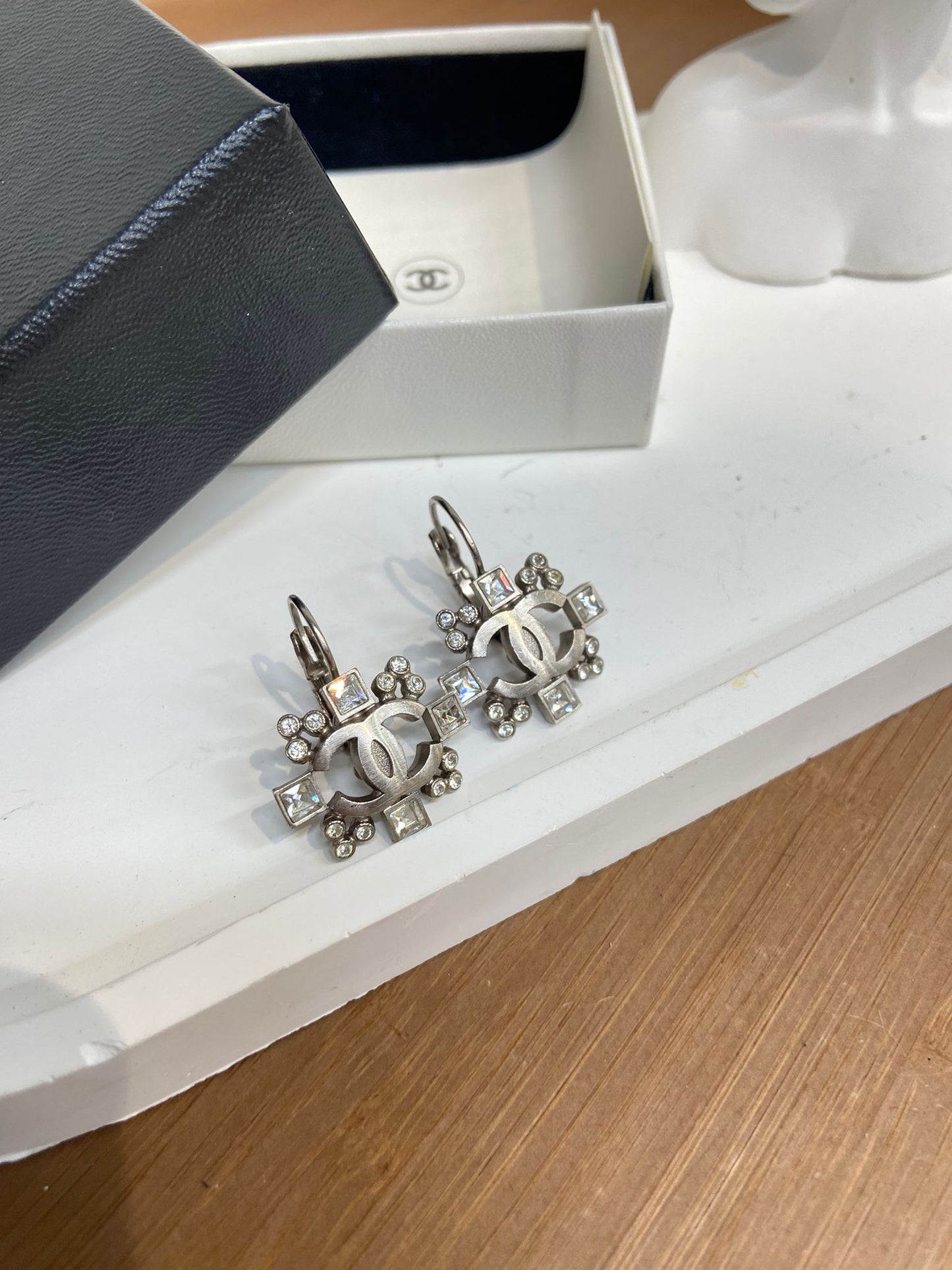 Chanel 復古銀色 吊耳環