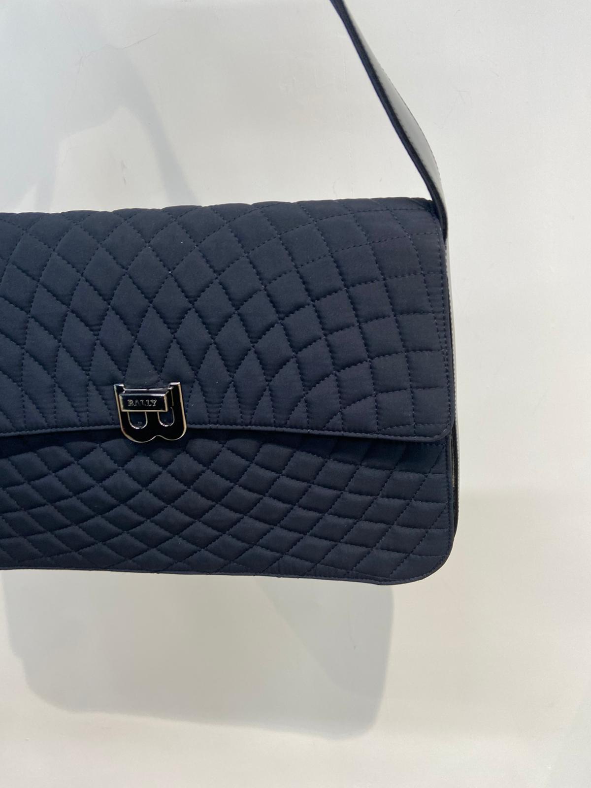 Bally 黑銀菱格單肩袋