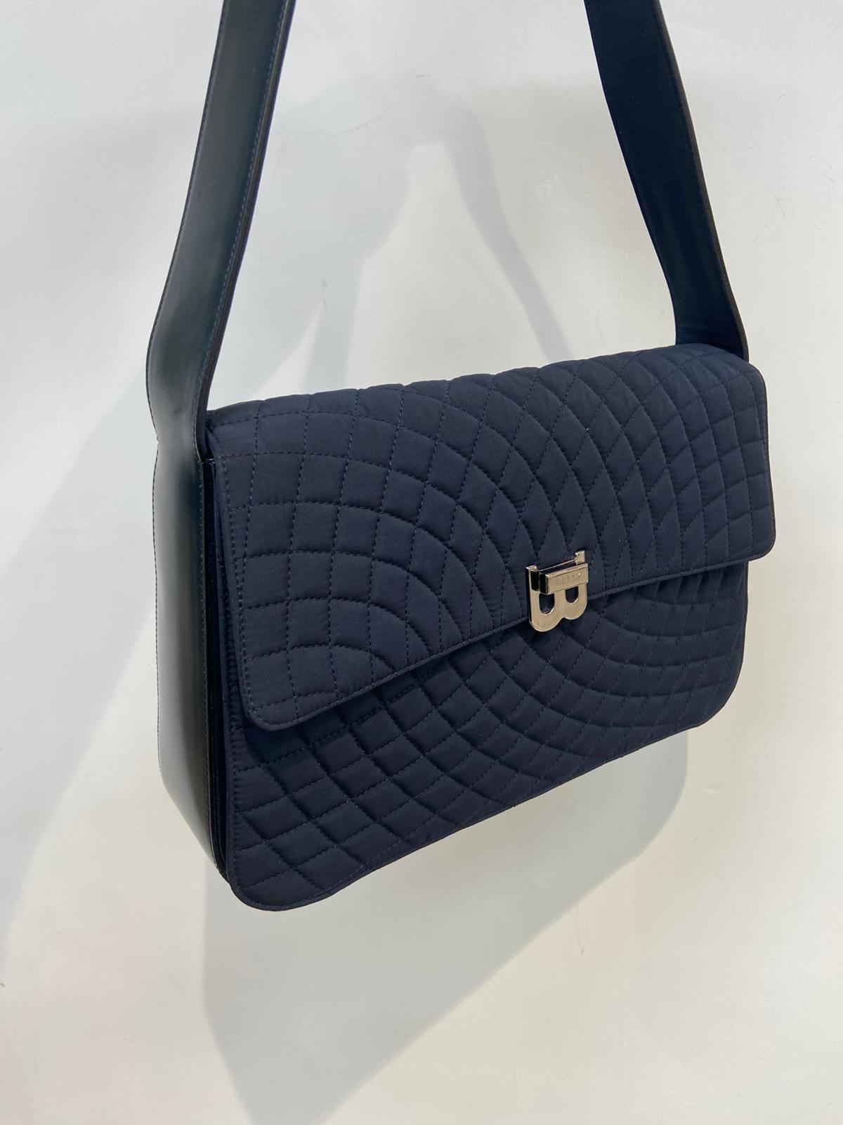 Bally 黑銀菱格單肩袋