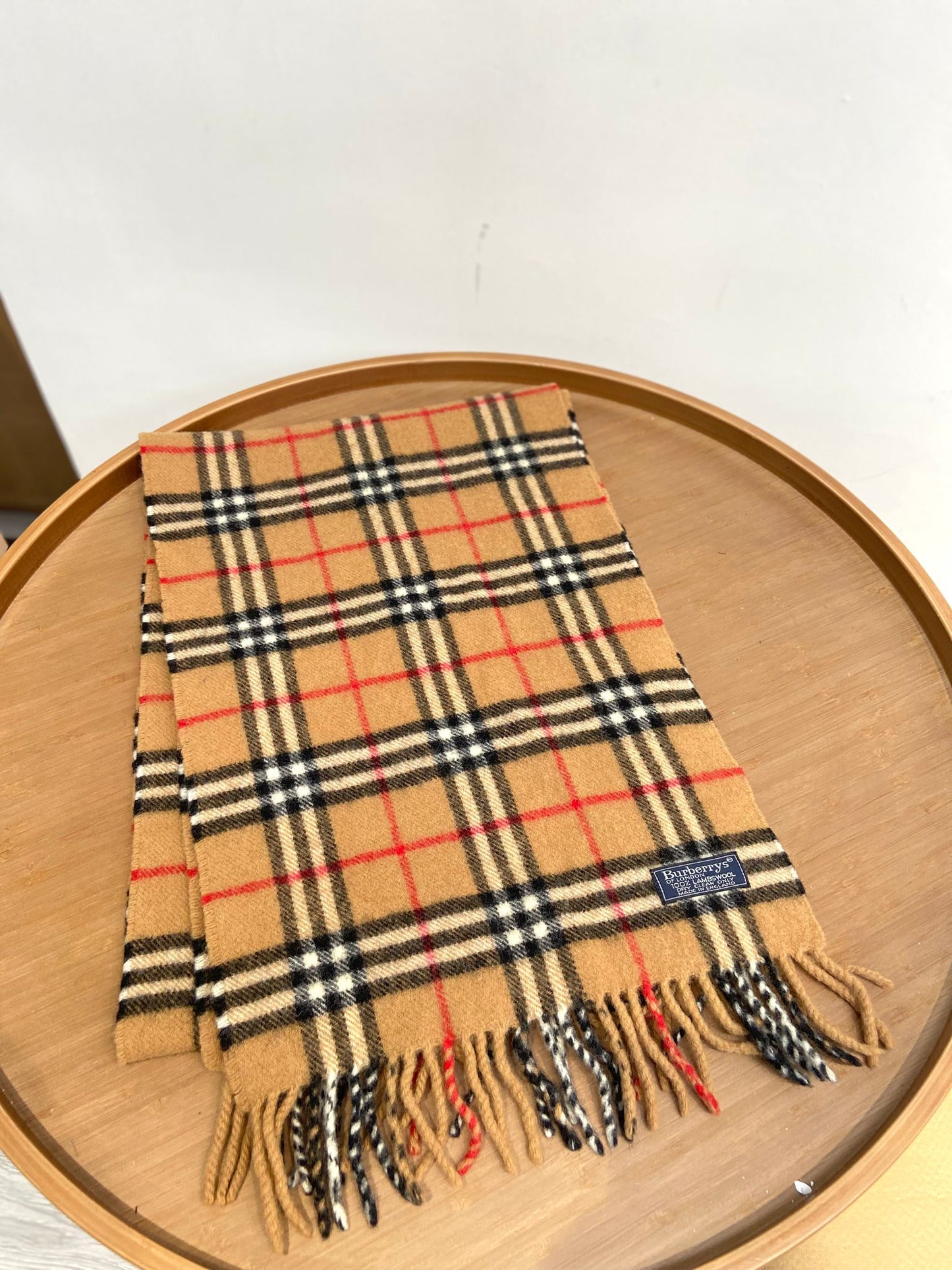 Burberry 駝色 格仔羊毛頸巾