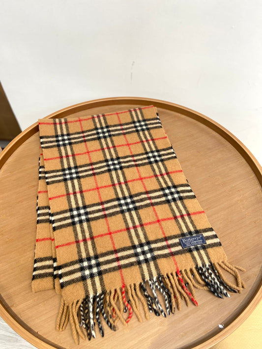 Burberry 駝色 格仔羊毛頸巾