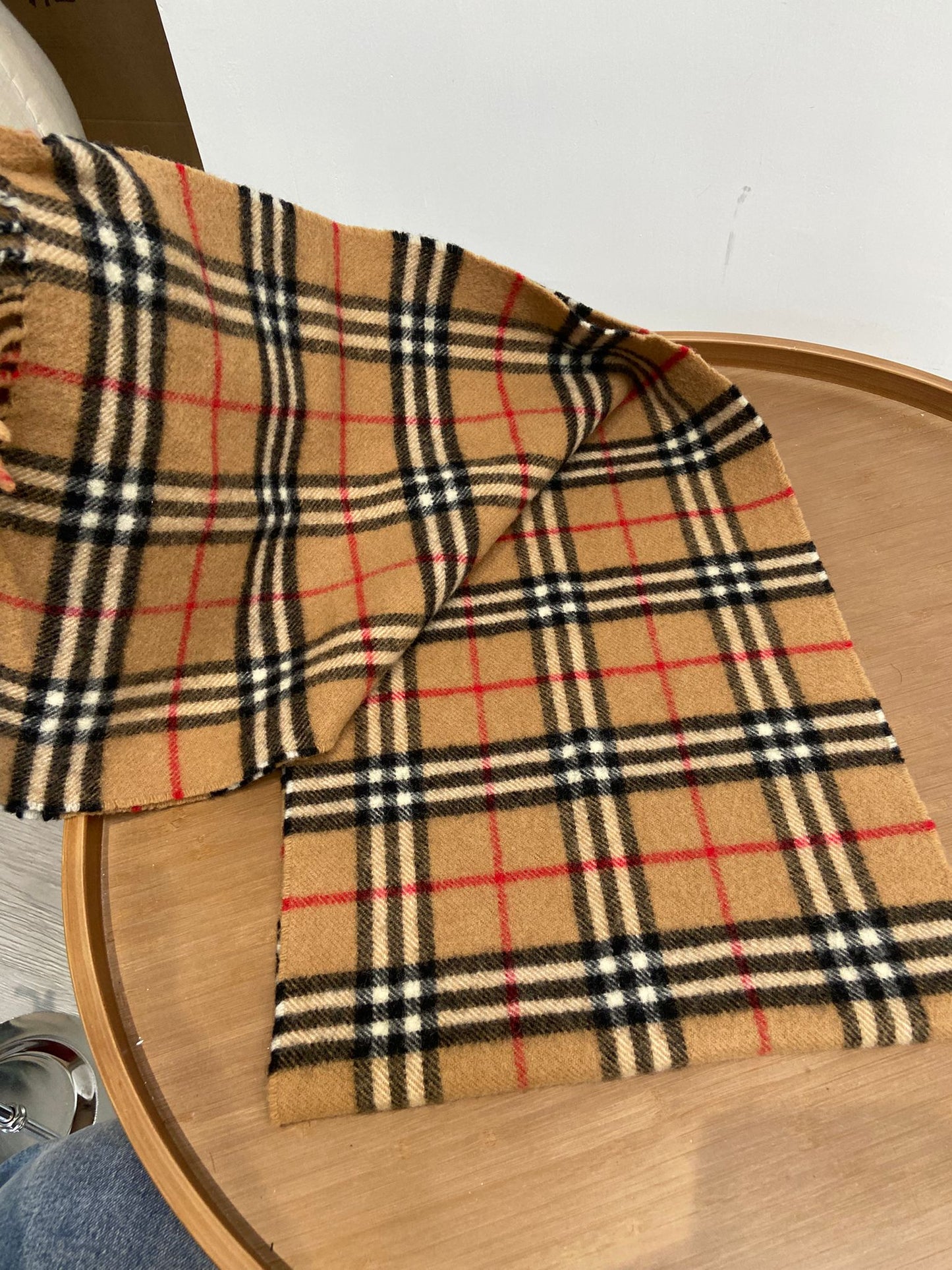 Burberry 駝色 格仔羊毛頸巾