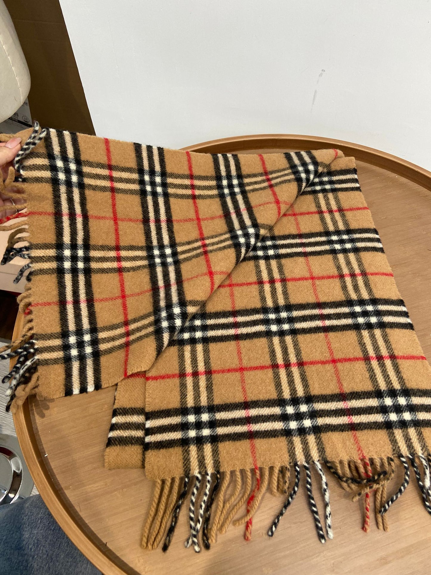 Burberry 駝色 格仔羊毛頸巾
