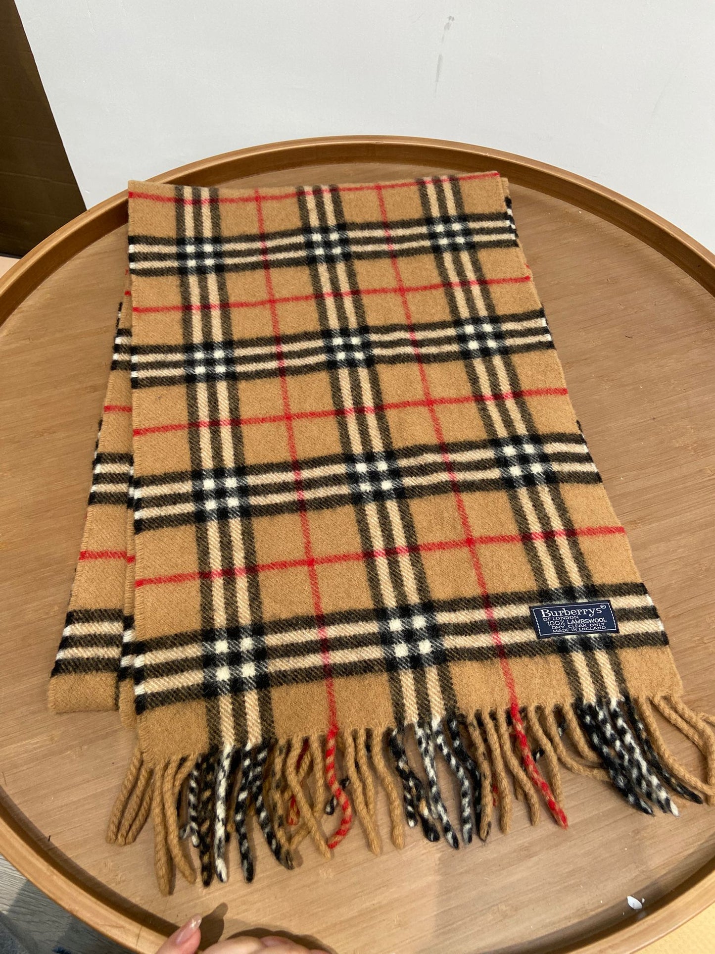 Burberry 駝色 格仔羊毛頸巾