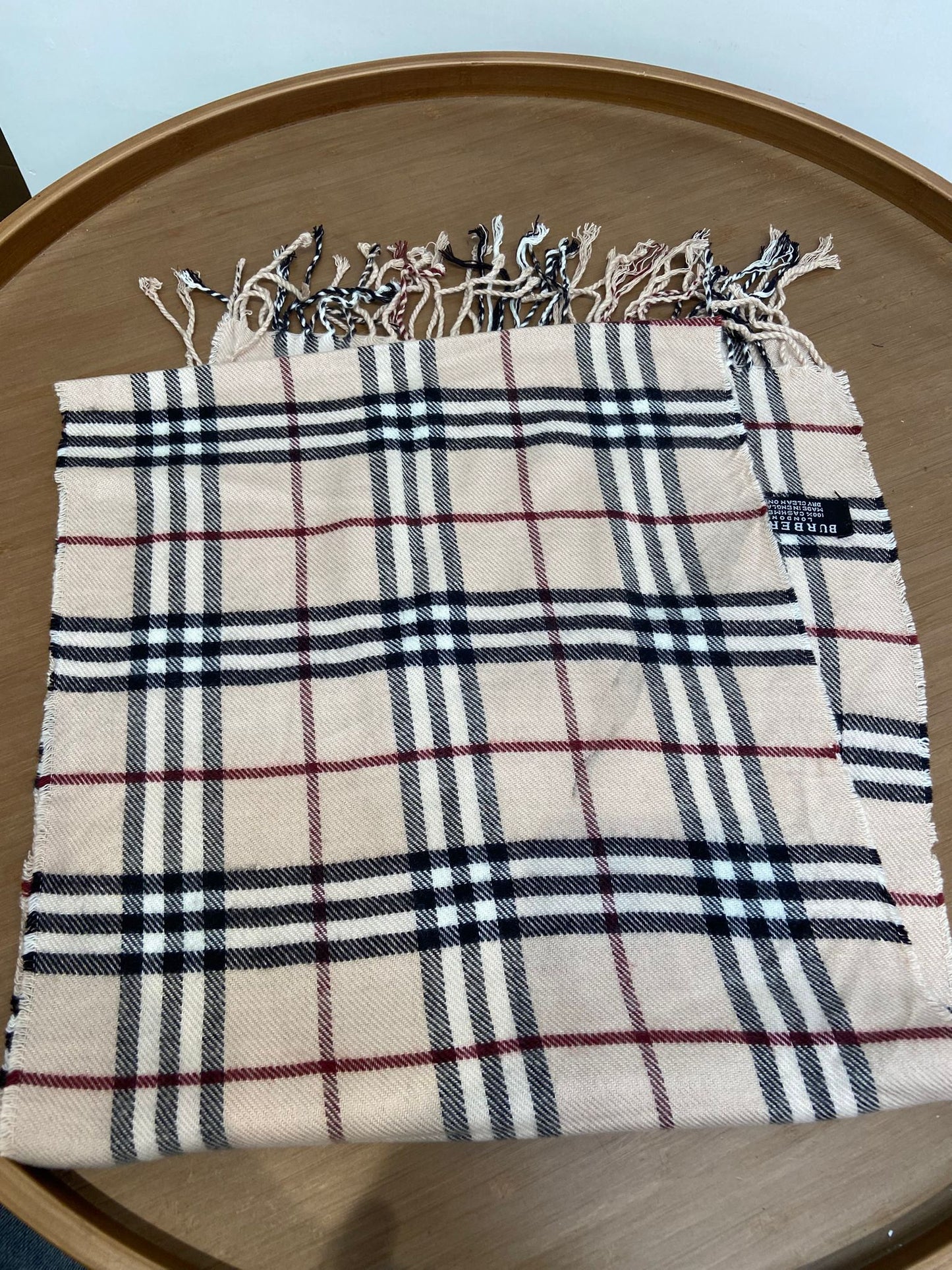 Burberry 米色 格仔羊絨頸巾