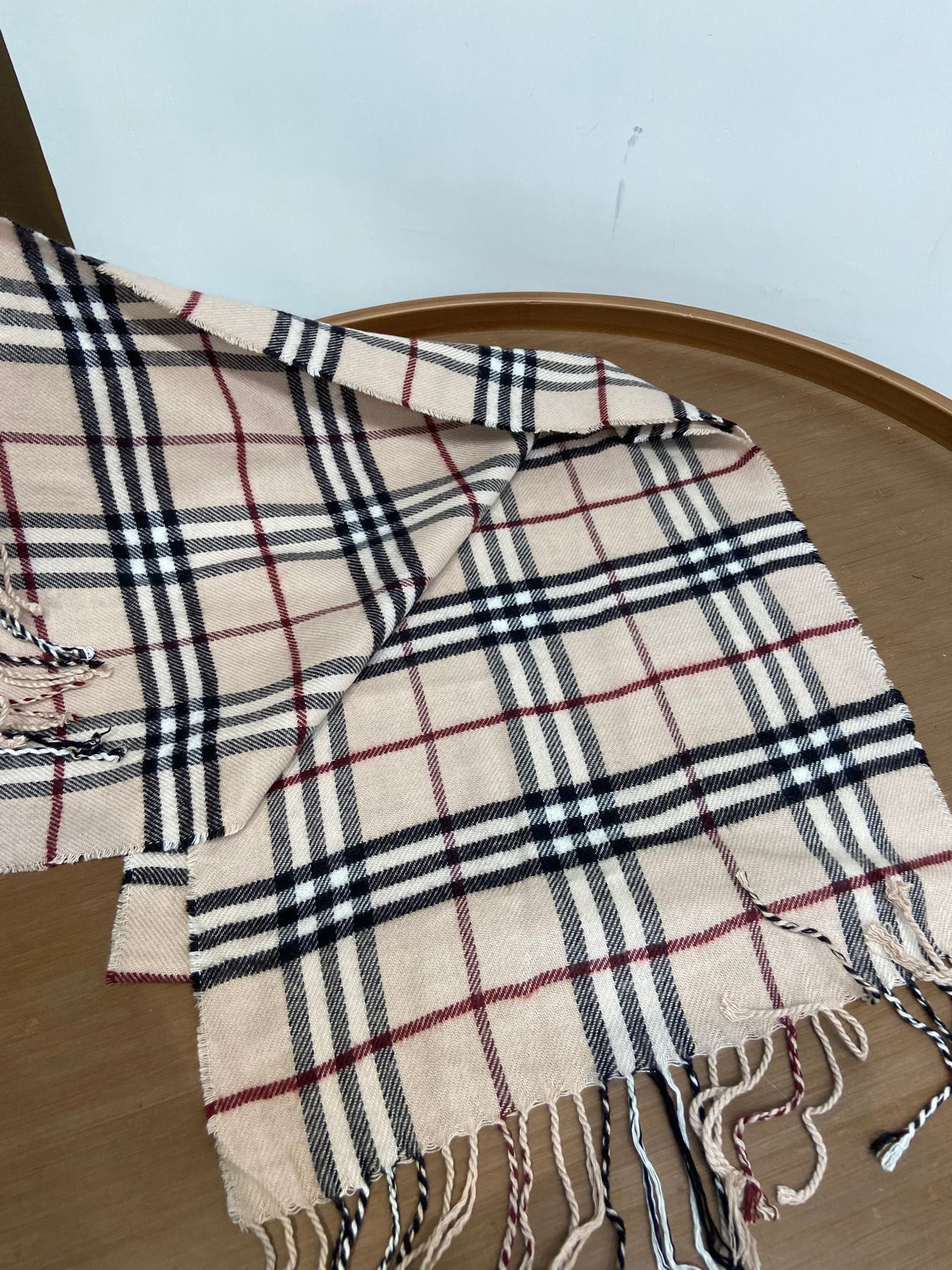 Burberry 米色 格仔羊絨頸巾
