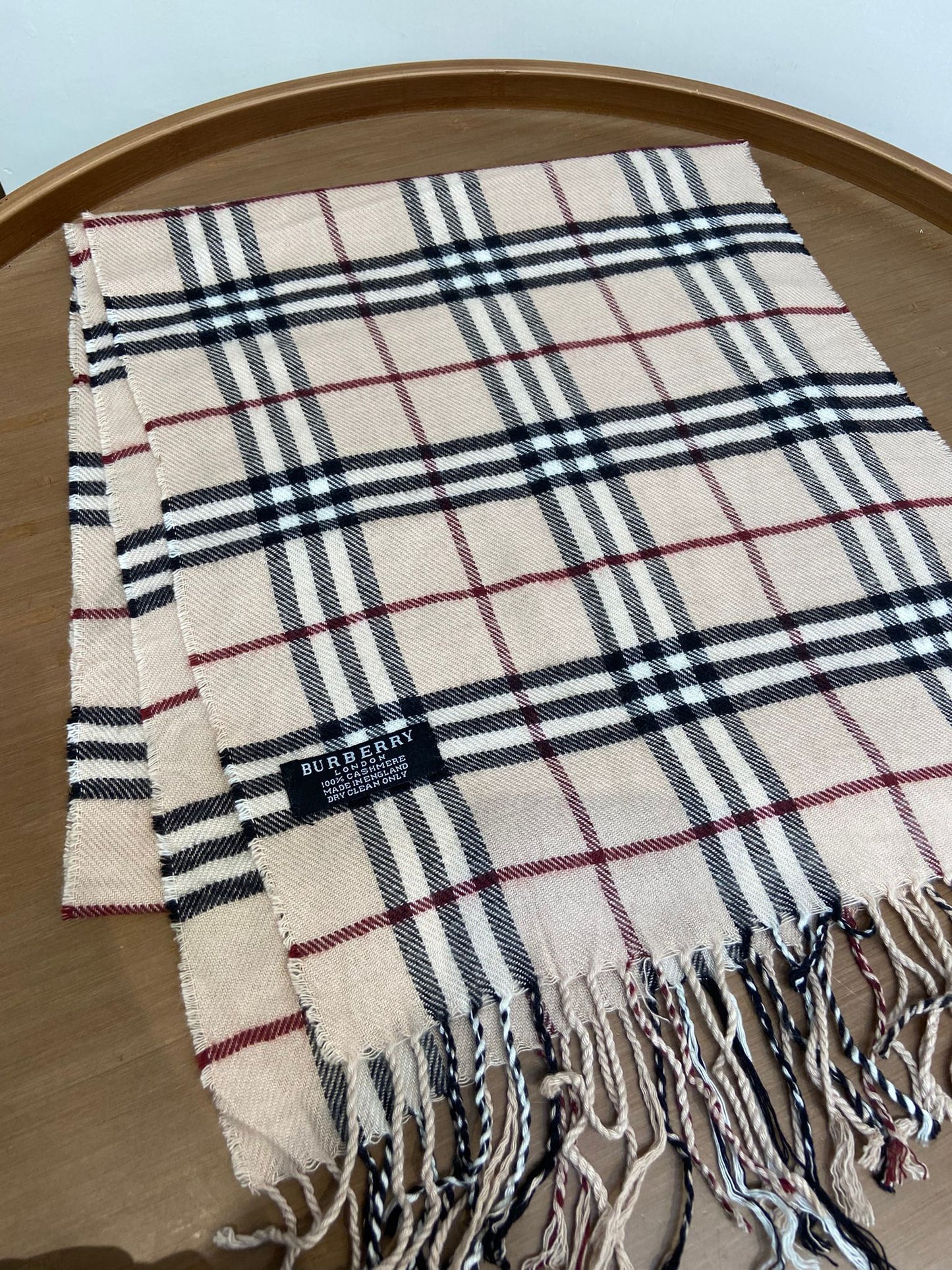 Burberry 米色 格仔羊絨頸巾