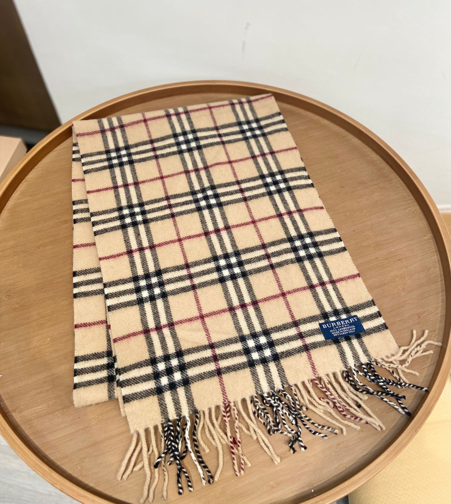 Burberry 米色 格仔羊毛頸巾