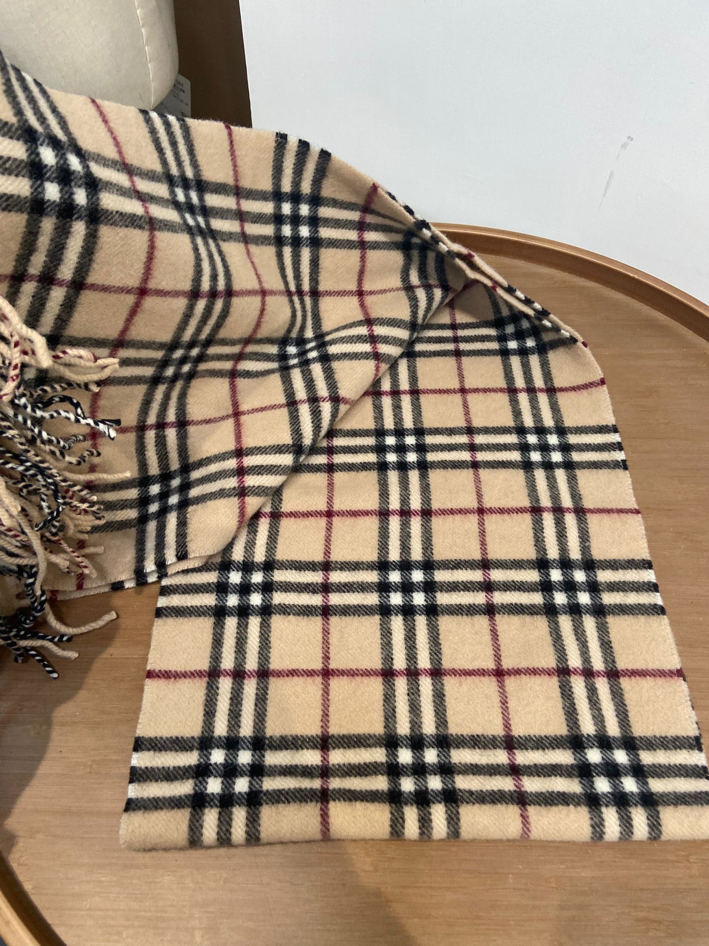 Burberry 米色 格仔羊毛頸巾