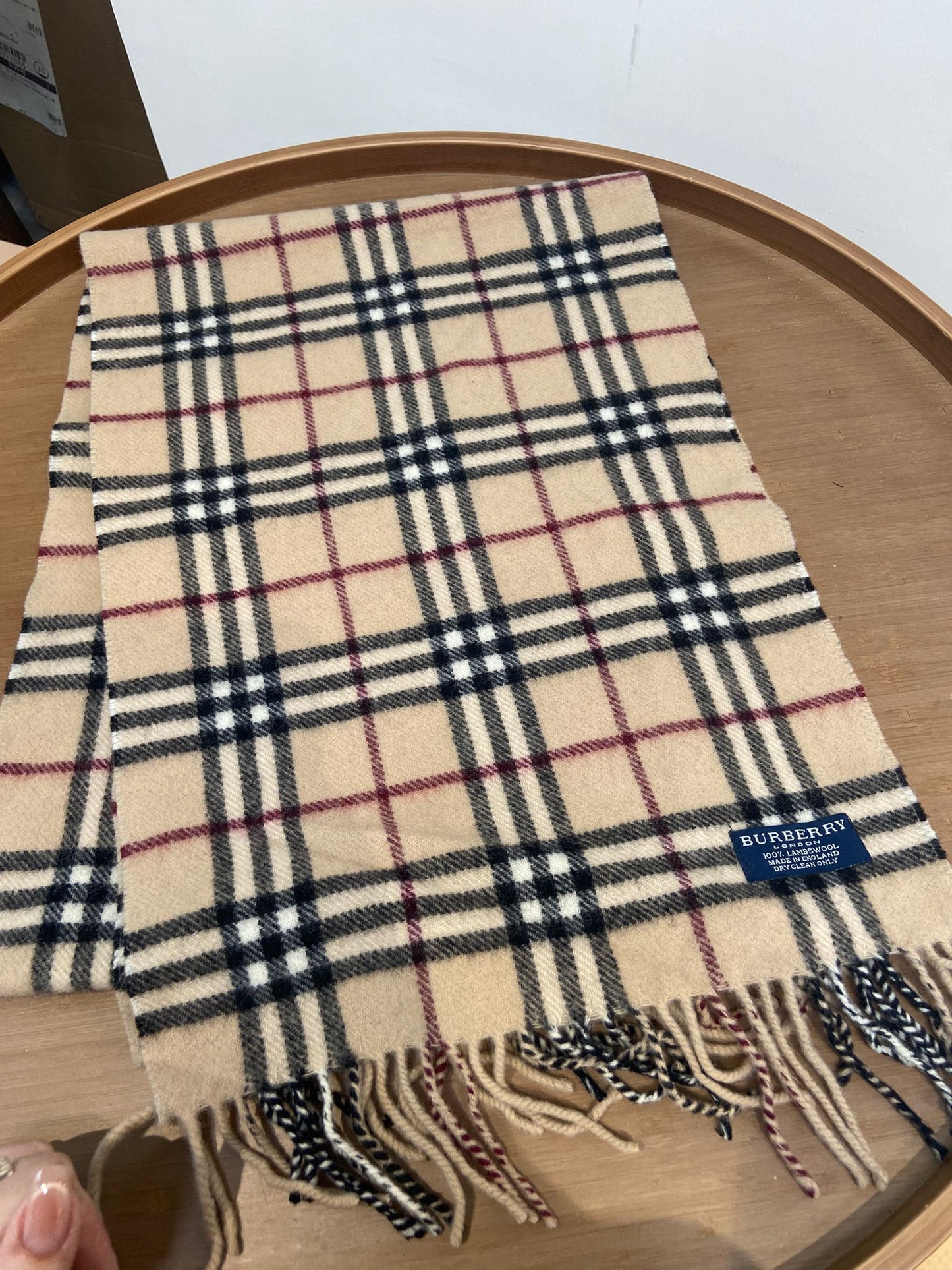 Burberry 米色 格仔羊毛頸巾