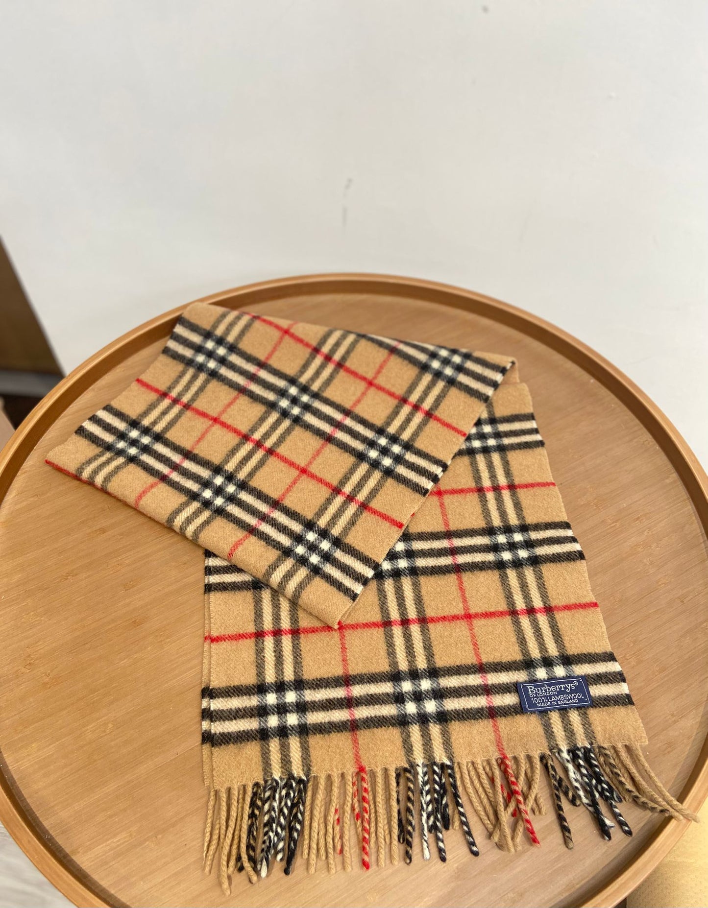 Burberry 啡色 格仔羊毛頸巾