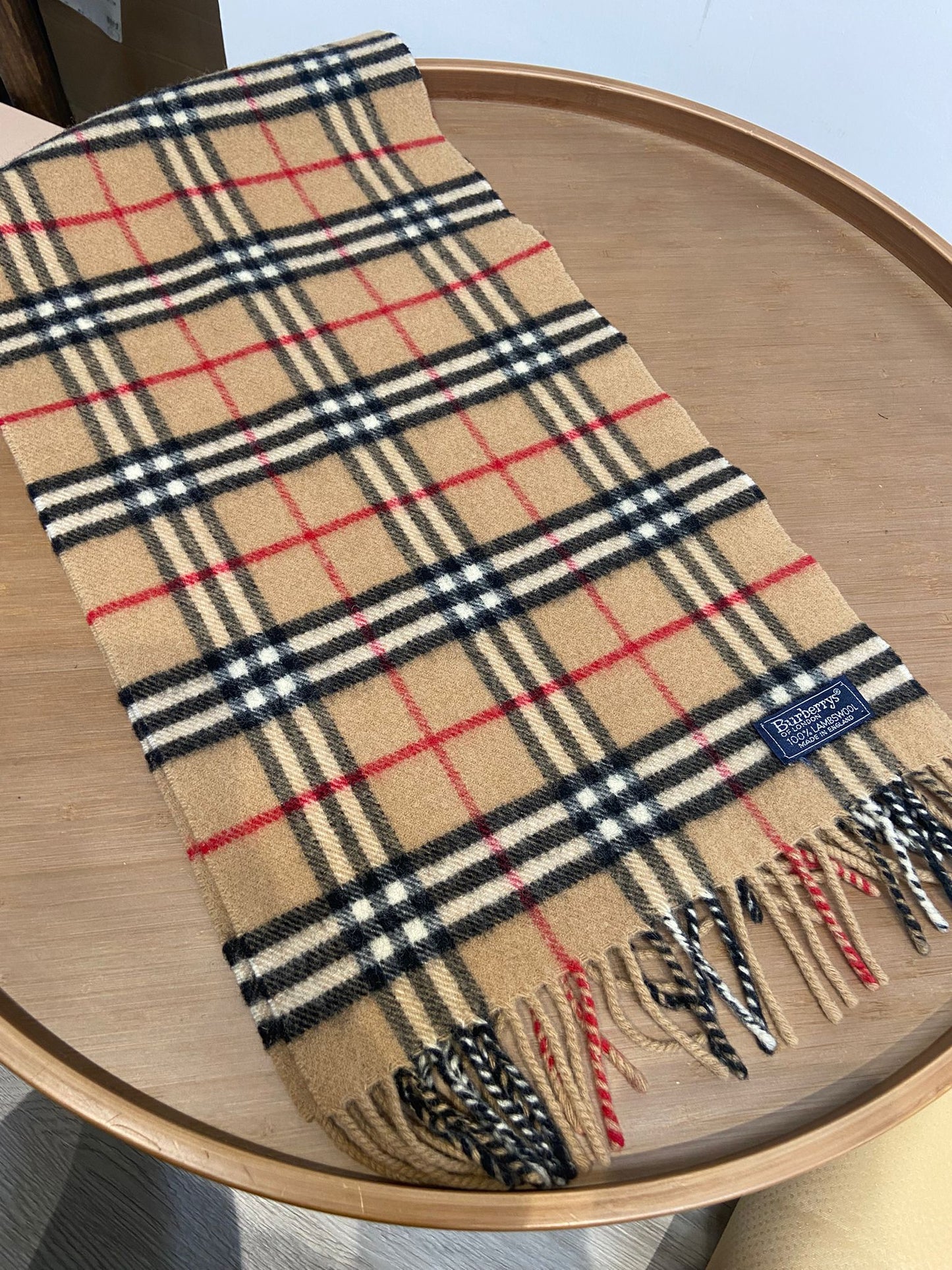 Burberry 啡色 格仔羊毛頸巾