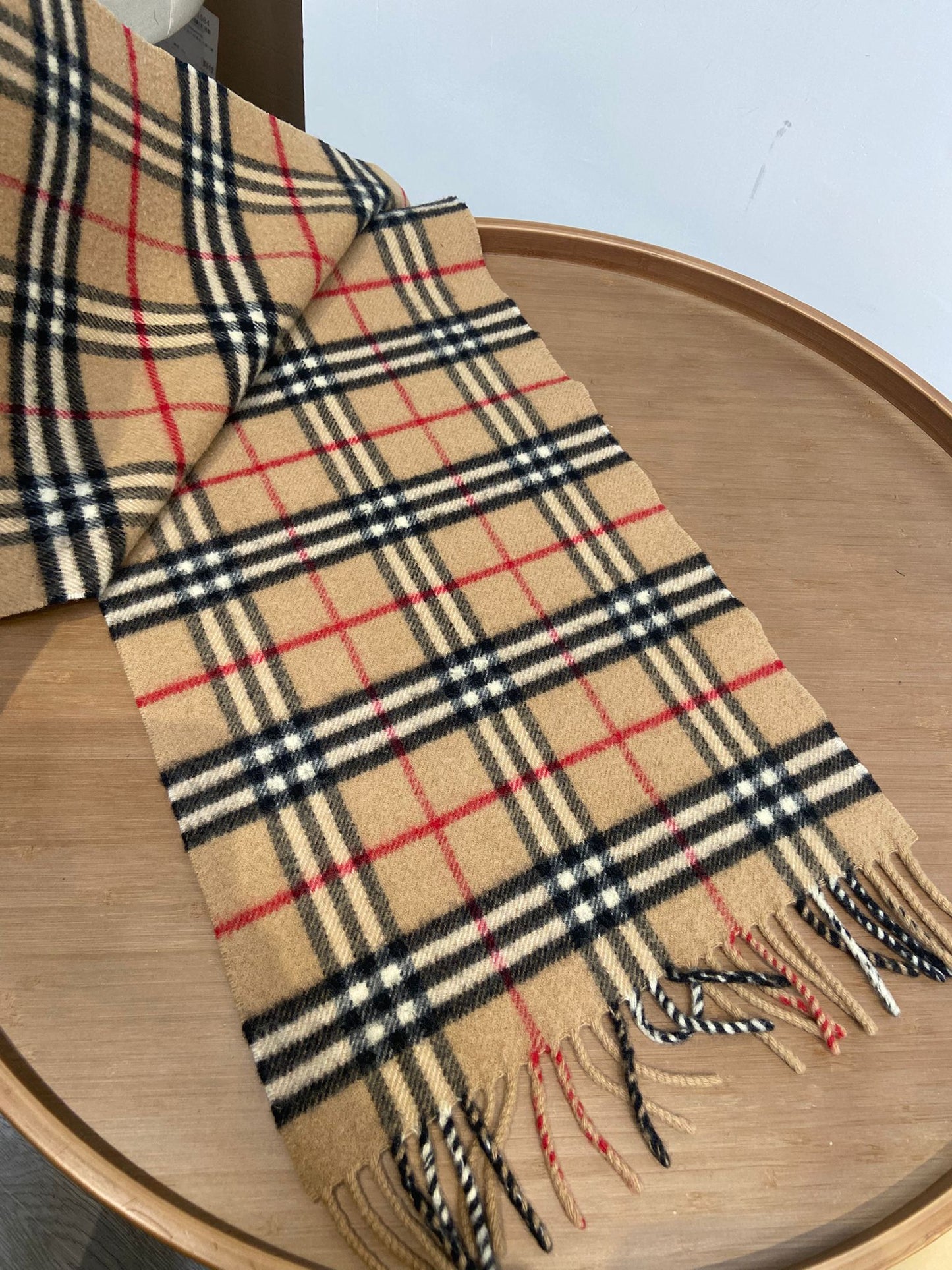 Burberry 啡色 格仔羊毛頸巾