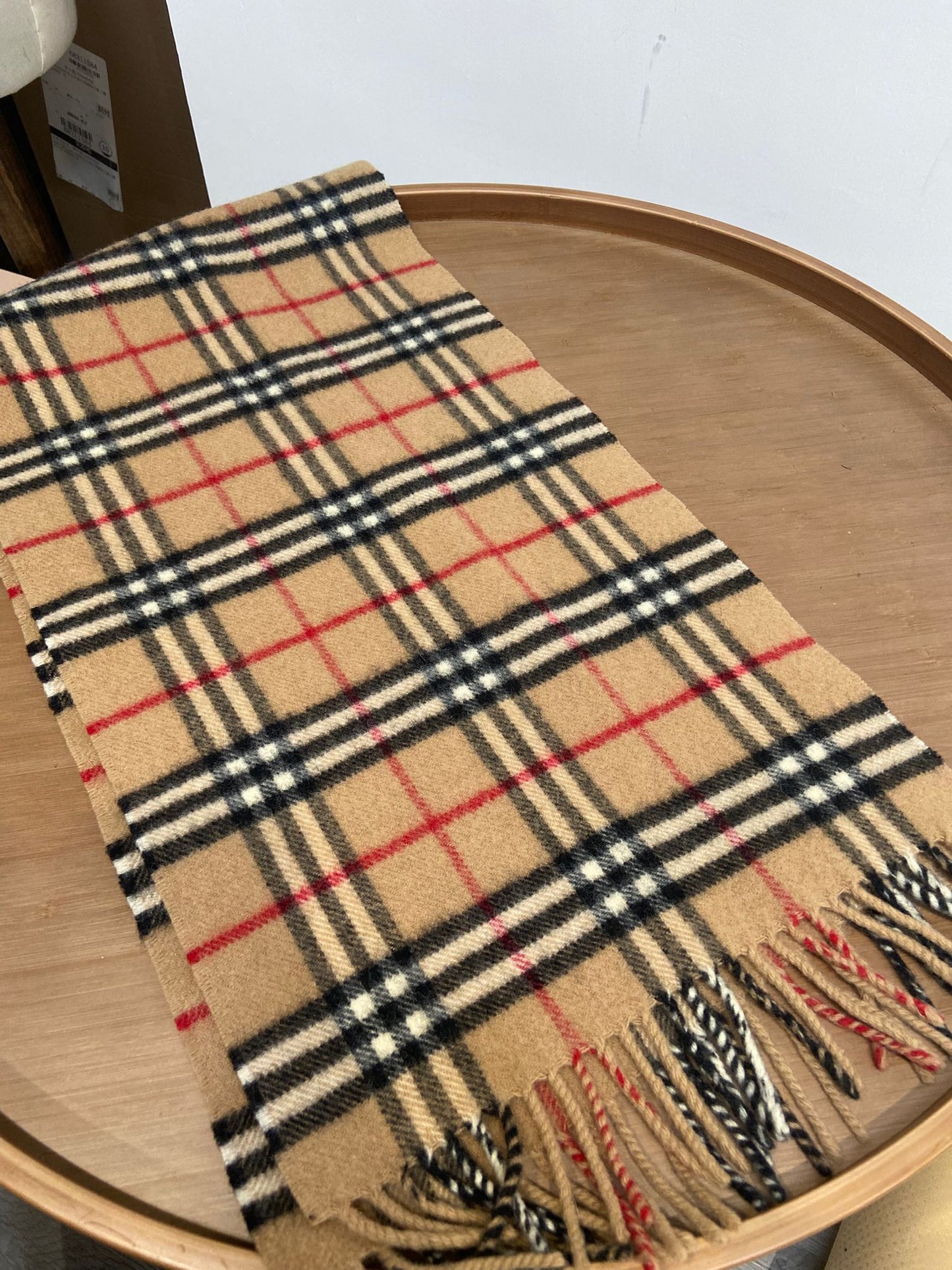 Burberry 啡色 格仔羊毛頸巾